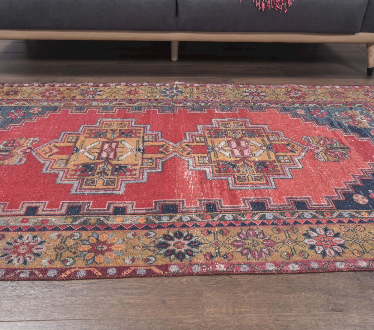 One-of-a-kind 1970s Anatolian vintage area rug in wool, 3'9" x 7'1"