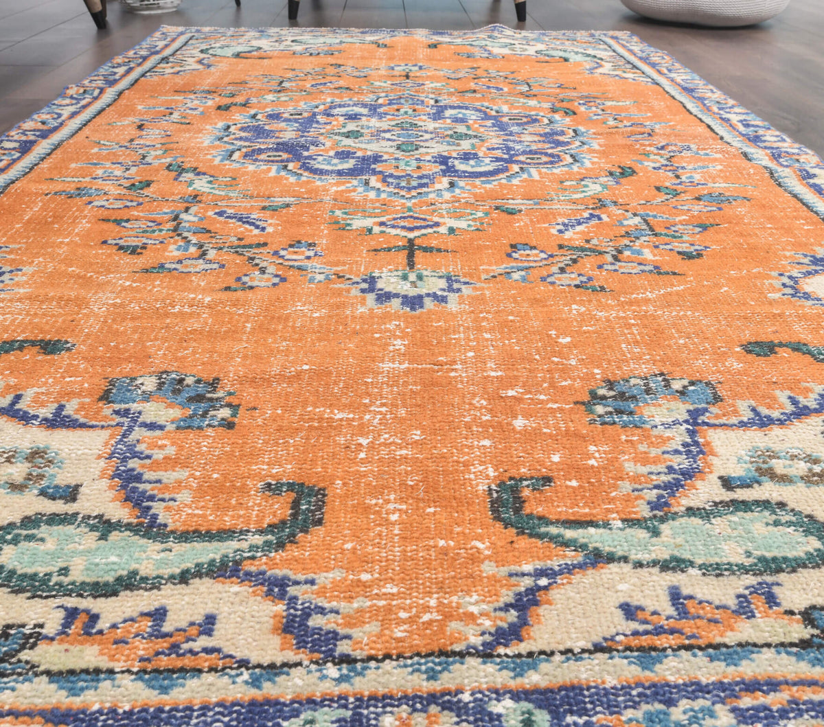 4x7 Vintage Orange Area Rug