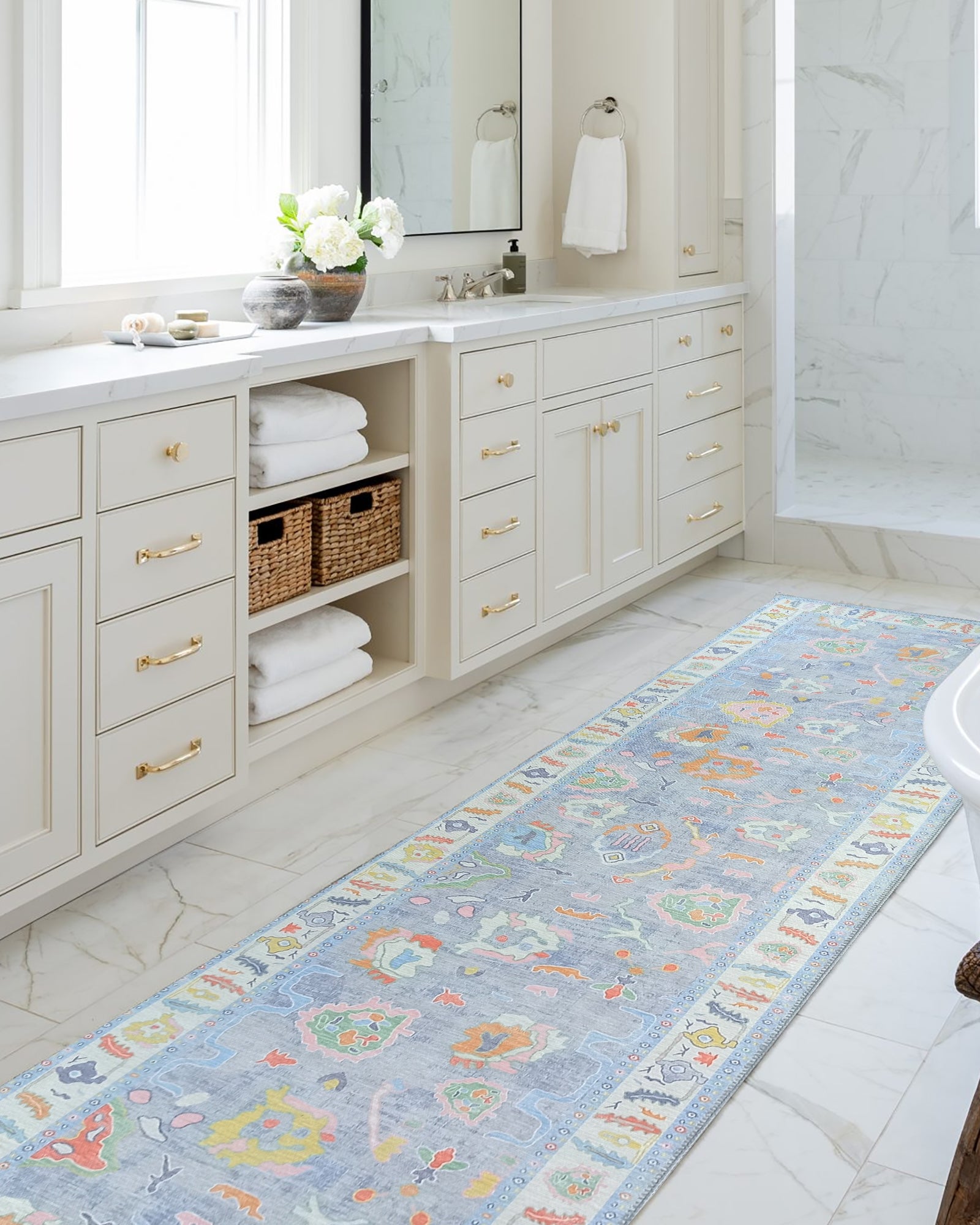 Asiya Muted Blues Modern Oushak Rug