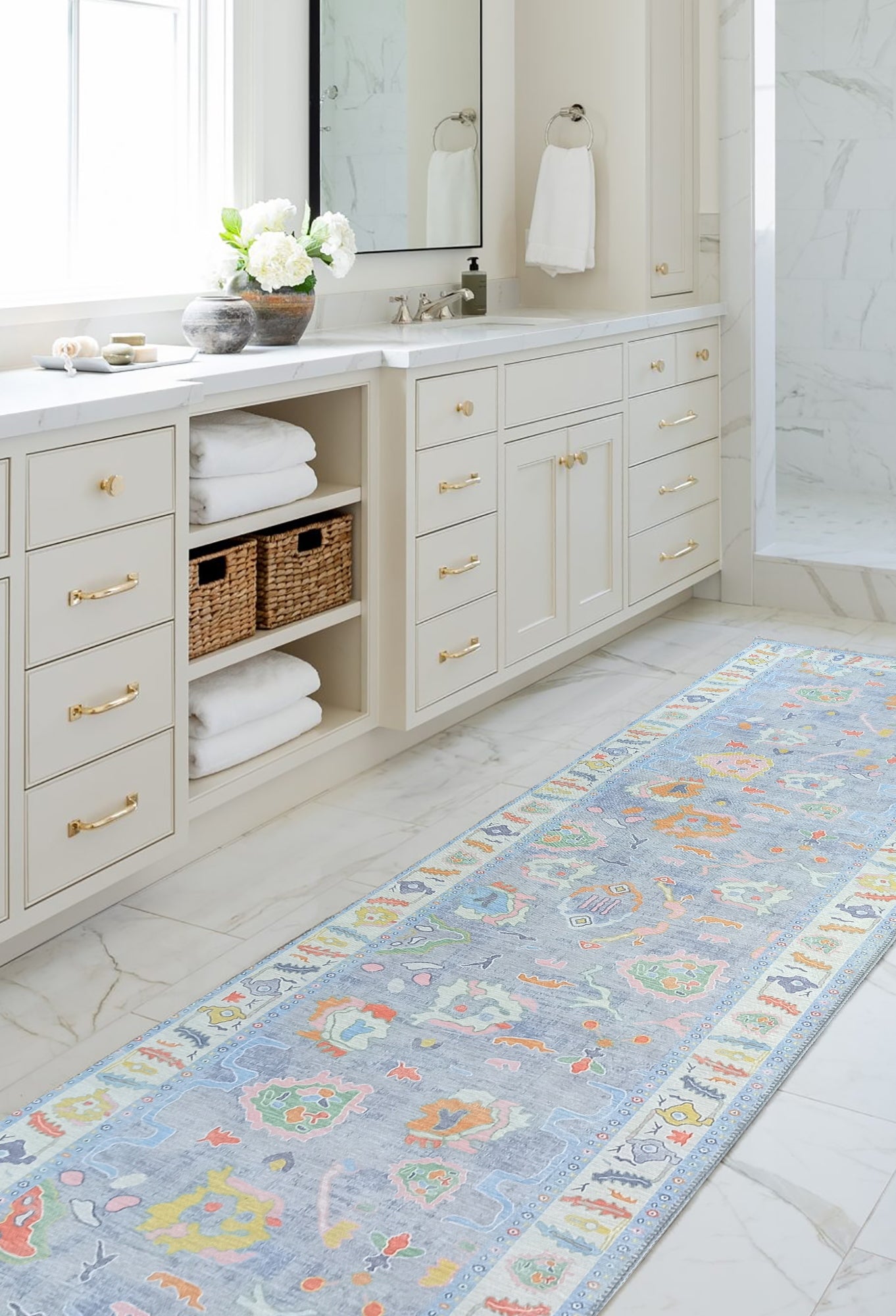 Asiya Muted Blues Modern Oushak Rug