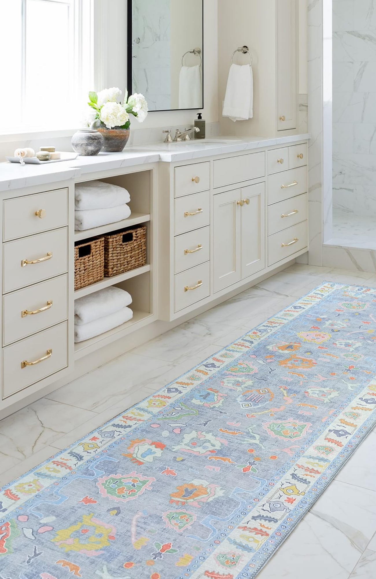 Asiya Muted Blues Modern Oushak Rug