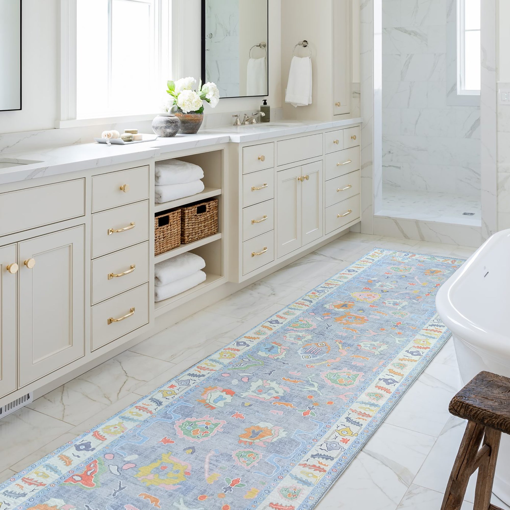 Asiya Muted Blues Modern Oushak Rug