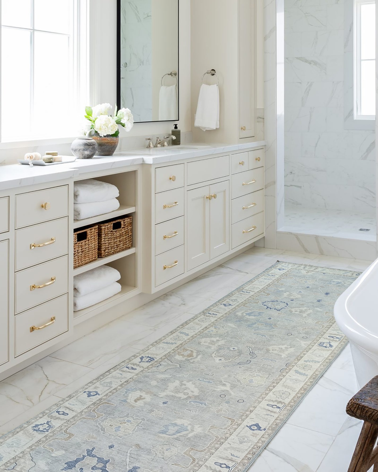 Sylvie Gray Blue Pastel Modern Oushak Rug