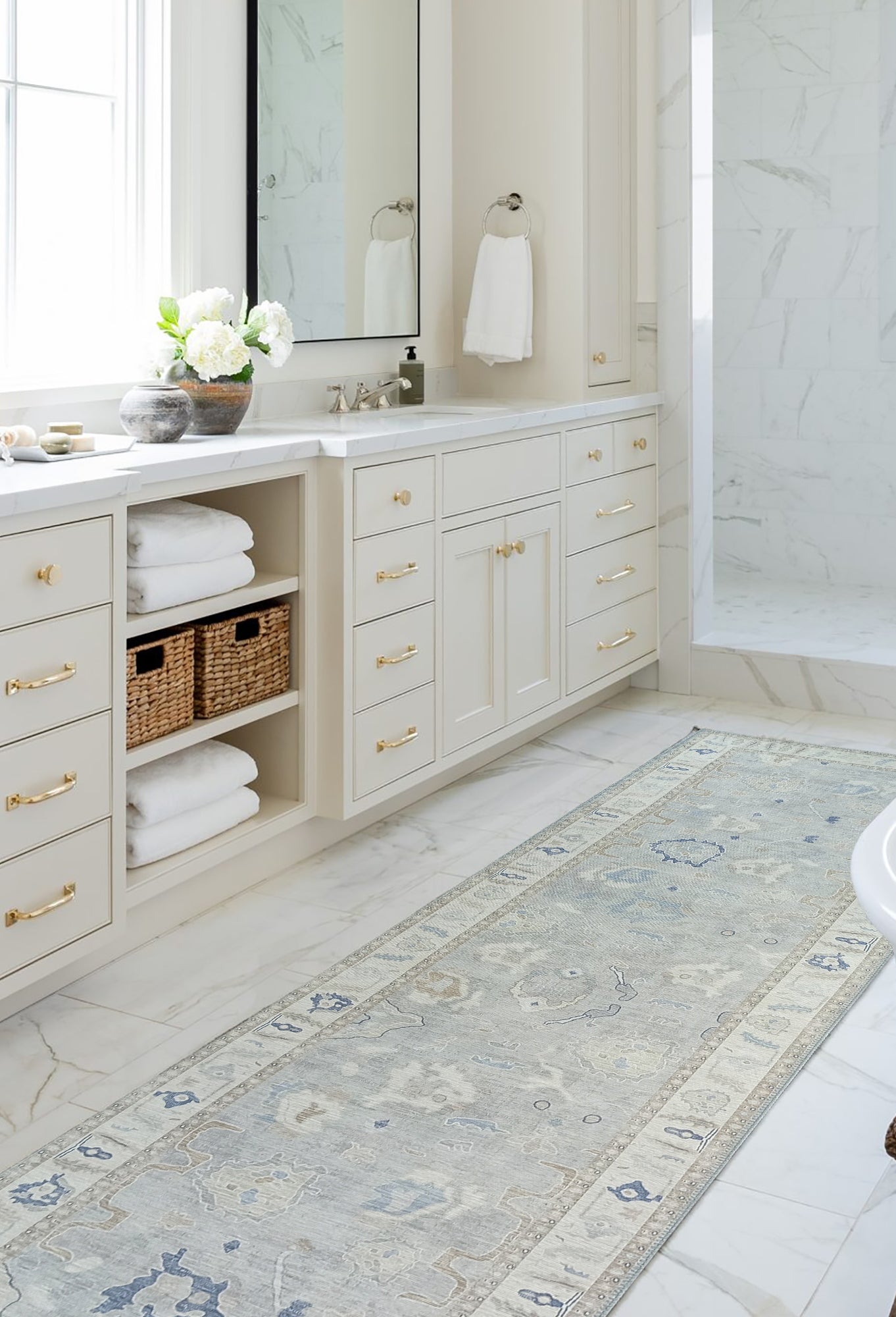 Sylvie Gray Blue Pastel Modern Oushak Rug