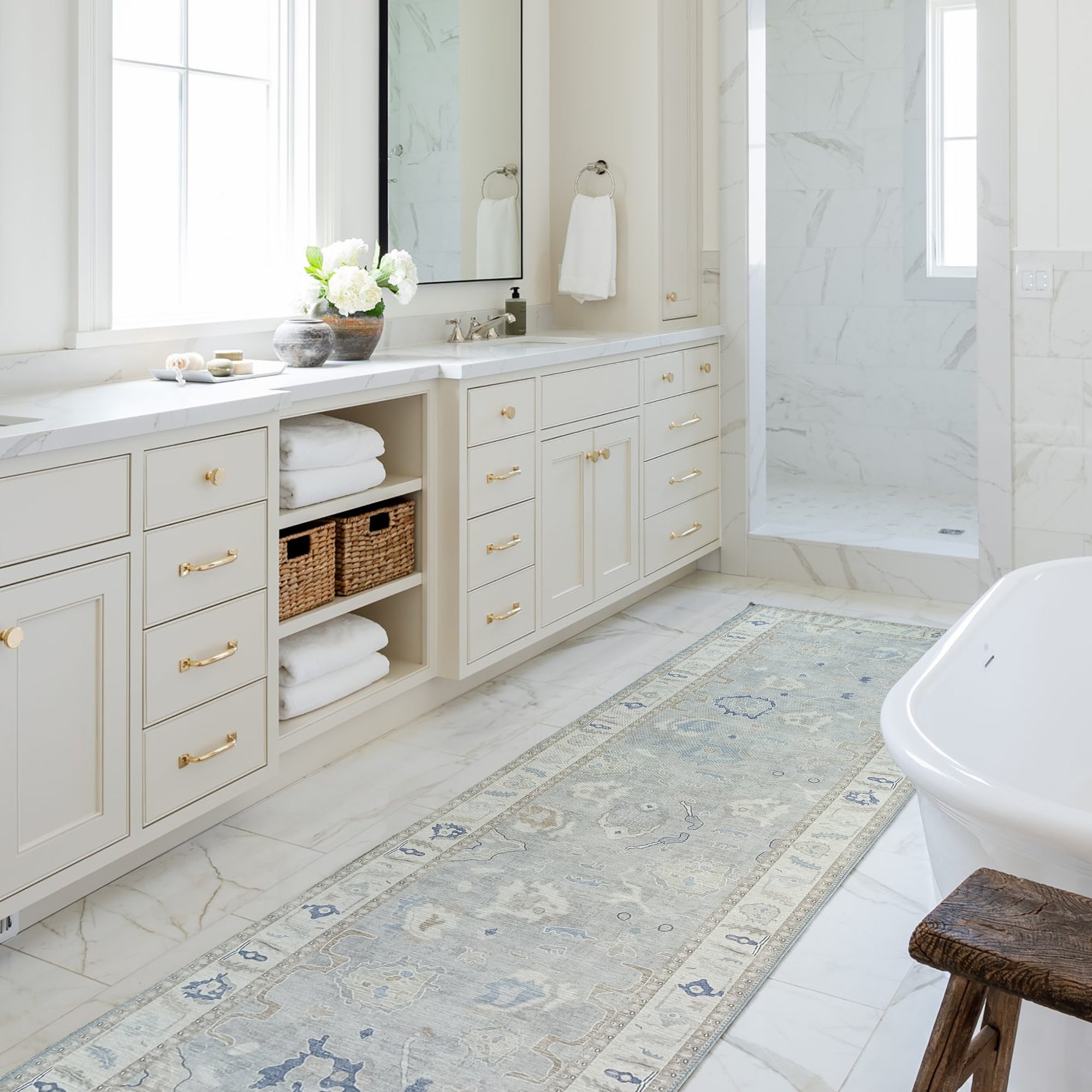 Sylvie Gray Blue Pastel Modern Oushak Rug