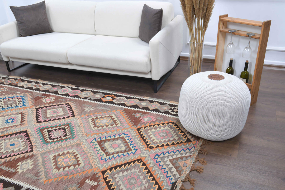 5x11 Wool Vintage Wide Kilim Runner Rug