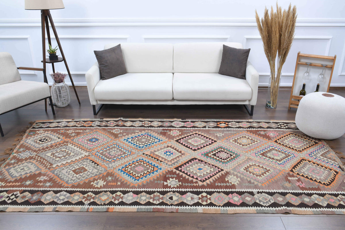 5x11 Wool Vintage Wide Kilim Runner Rug