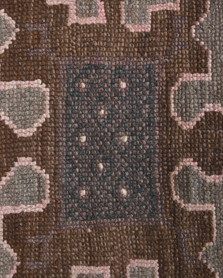 Cymothoe rug: 1970s handmade Anatolian rug with oriental motifs and cotton backing