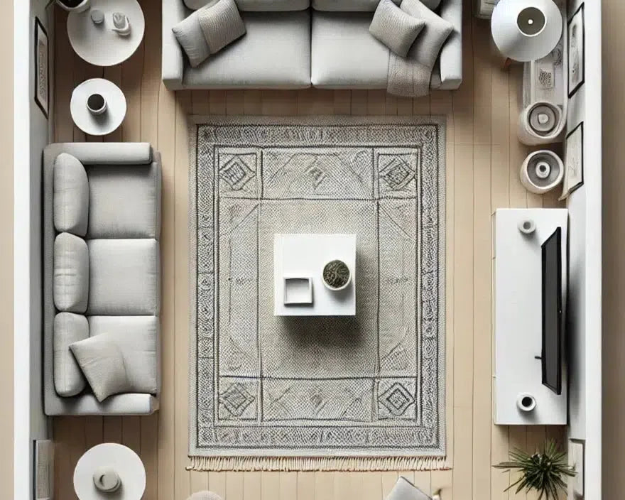 5x7 rug in a small room with two sofas - Fame Rugs