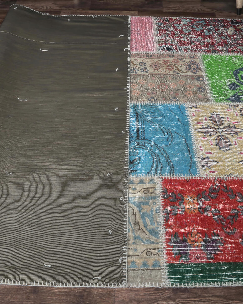 Authentic Anatolian vintage patchwork area rug (1970s) with patchwork design – one-of-a-kind at Fame Rugs