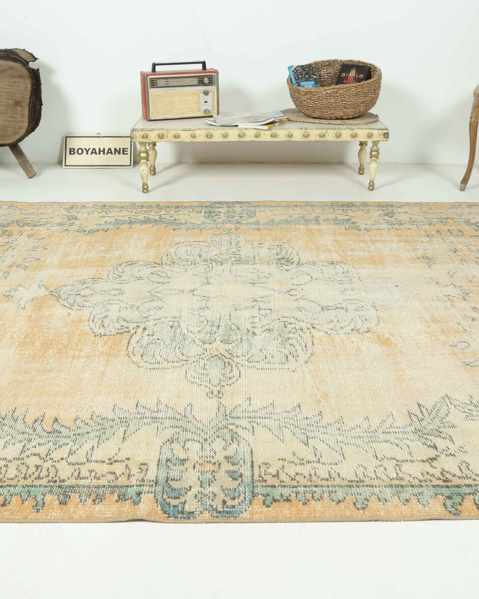One-of-a-kind 1950s Anatolian vintage area rug in wool, 6'2" x 9'11"