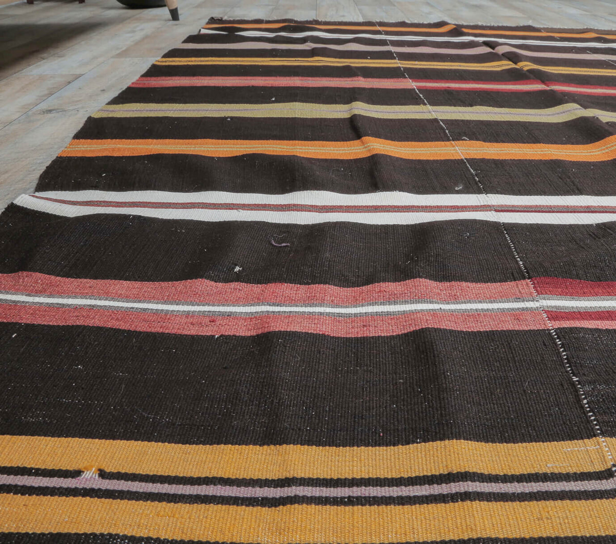 6x7 Vintage Handmade Striped Kilim Area Rug