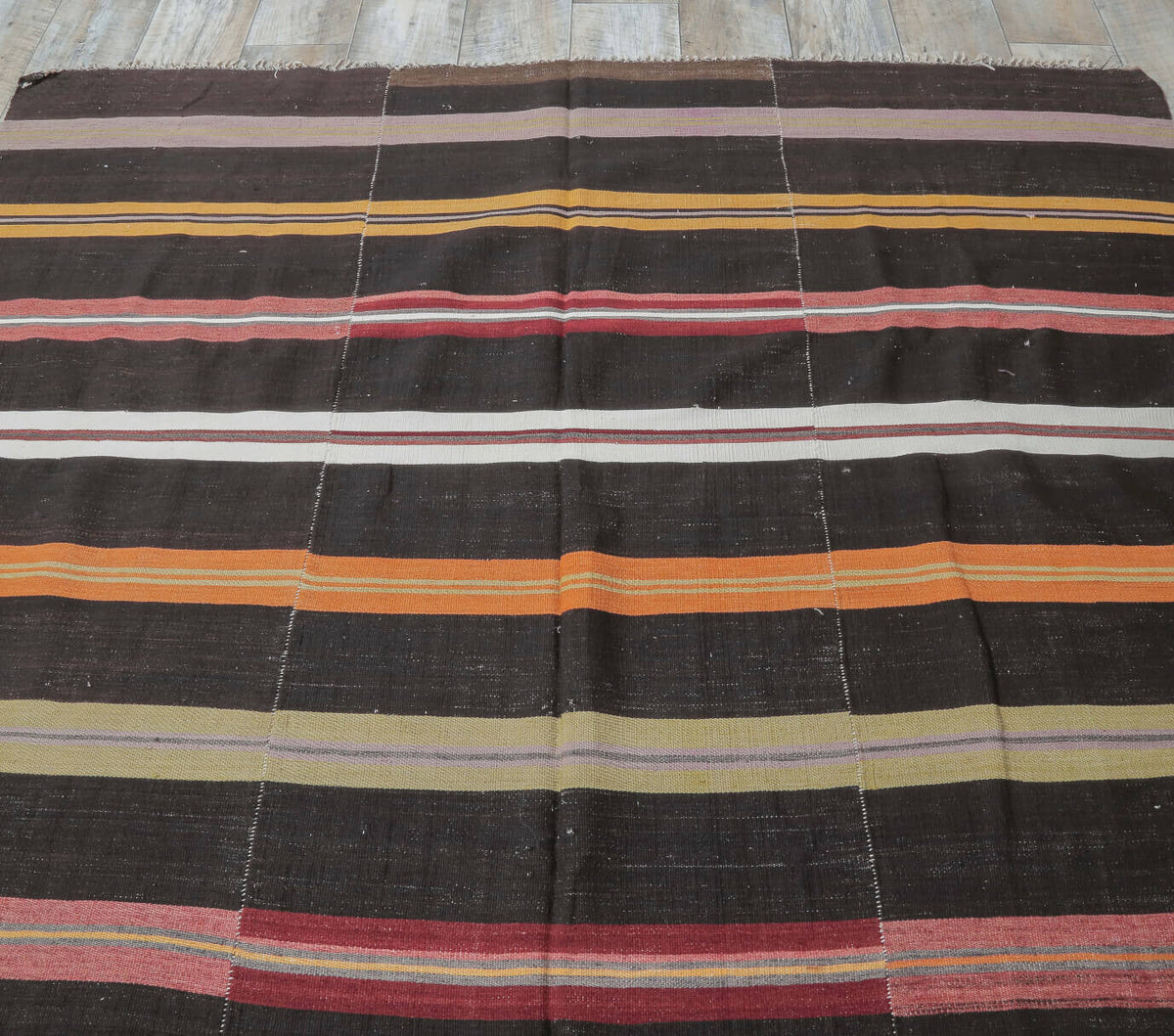 6x7 Vintage Handmade Striped Kilim Area Rug