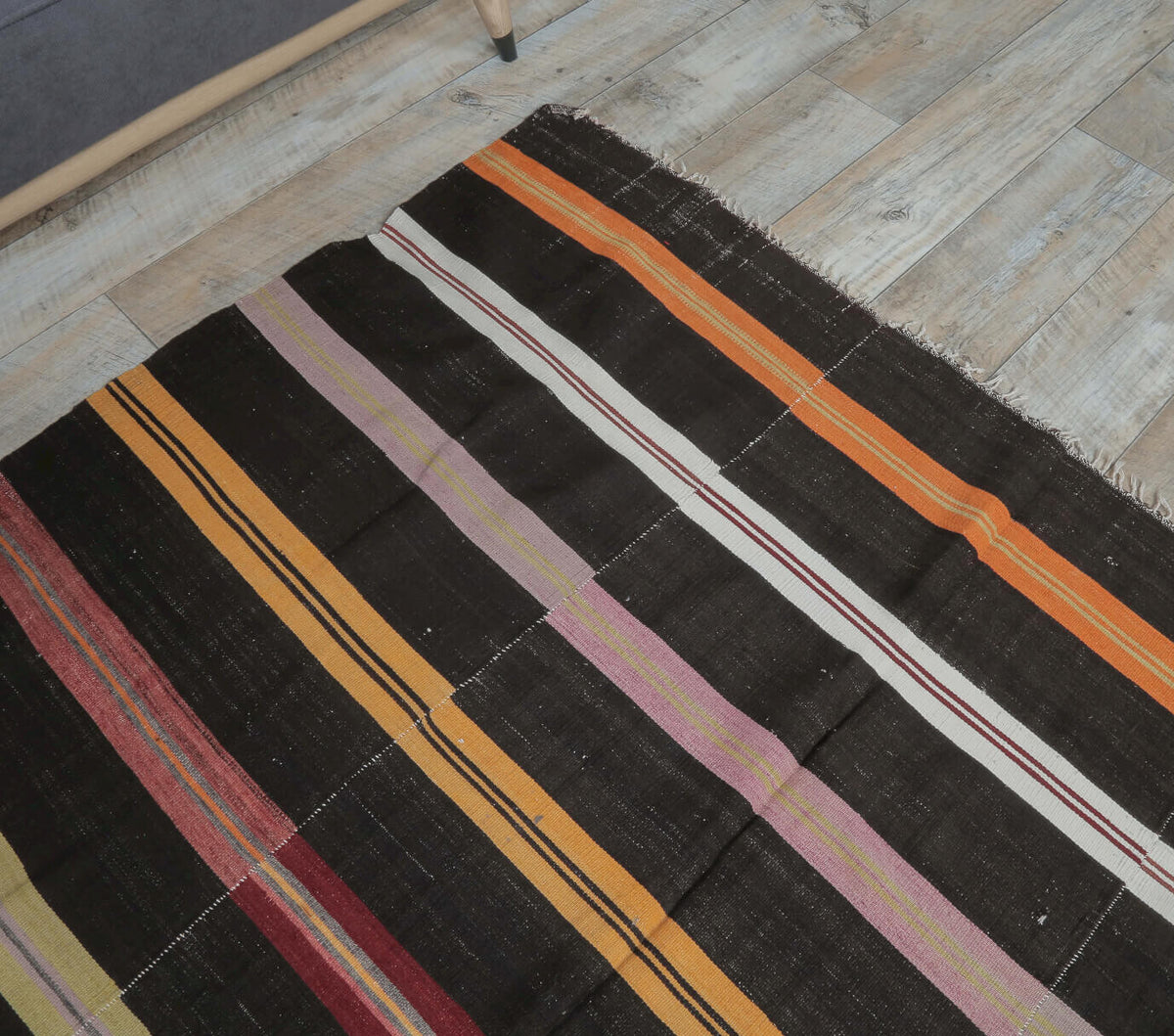 6x7 Vintage Handmade Striped Kilim Area Rug