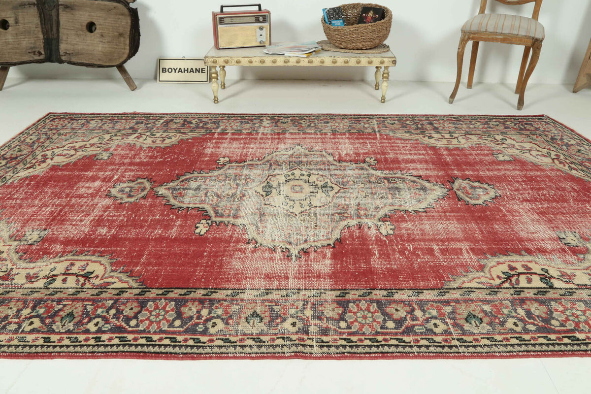 Vintage Red Anatolian Area Rug