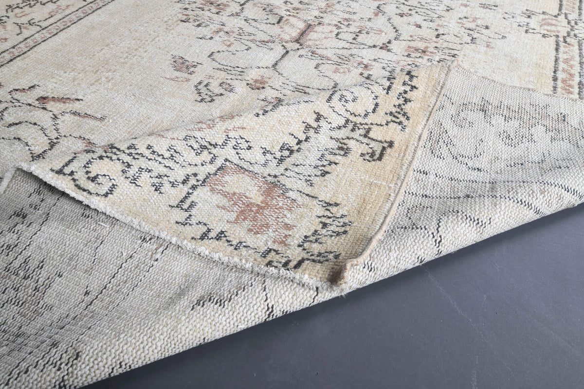 Authentic Anatolian antique washed vintage area rug (1970s) with oriental design – one-of-a-kind at Fame Rugs