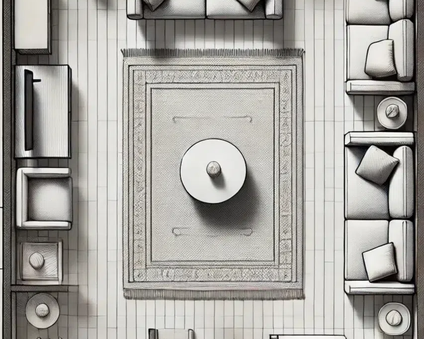 8x10 rug layout in a medium-sized living room - Fame Rugs