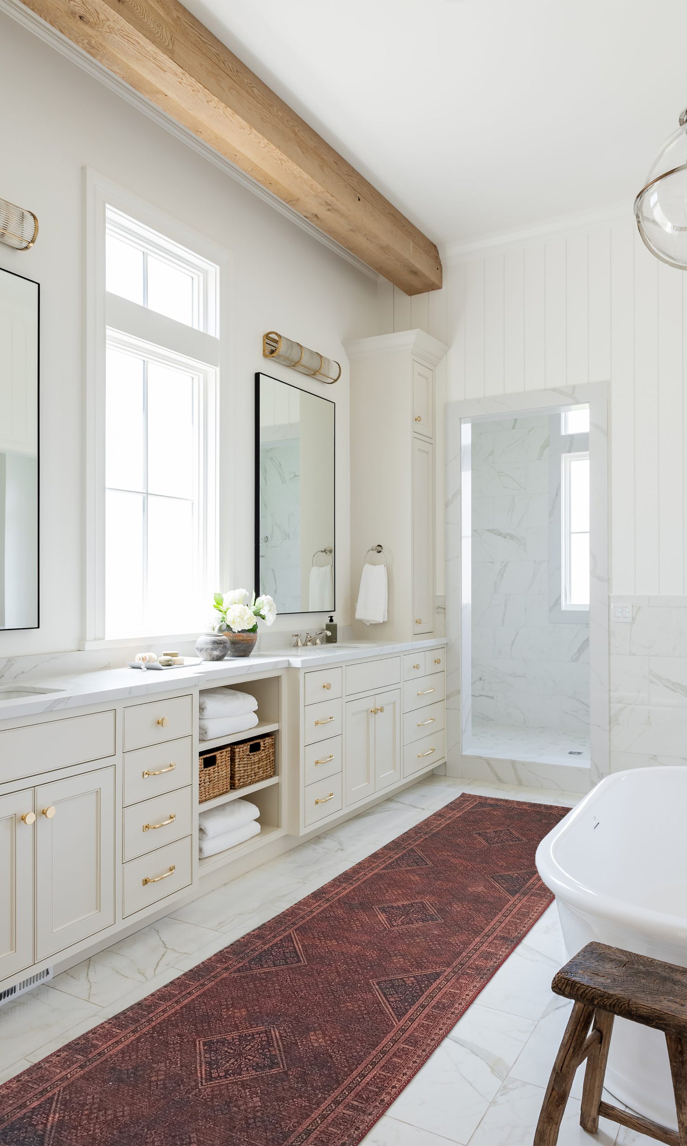 Shaza Turkish Vintage Geometric Burgundy & Red Rug