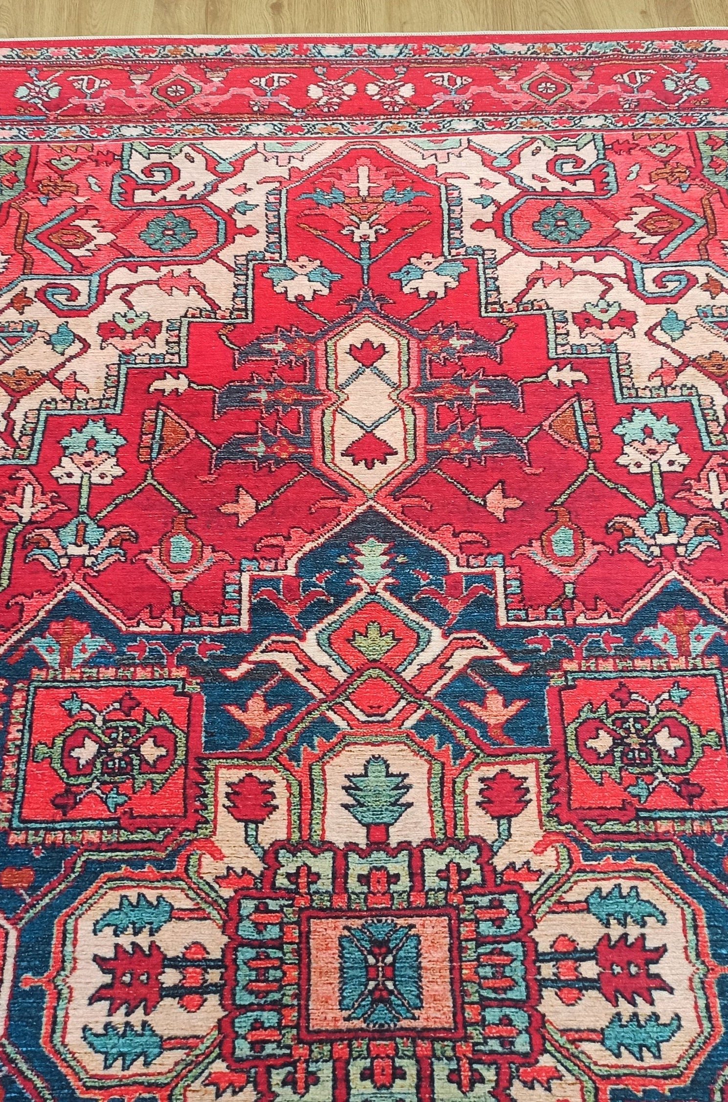 Alin Rug Red Vintage Geometric Faded Rug