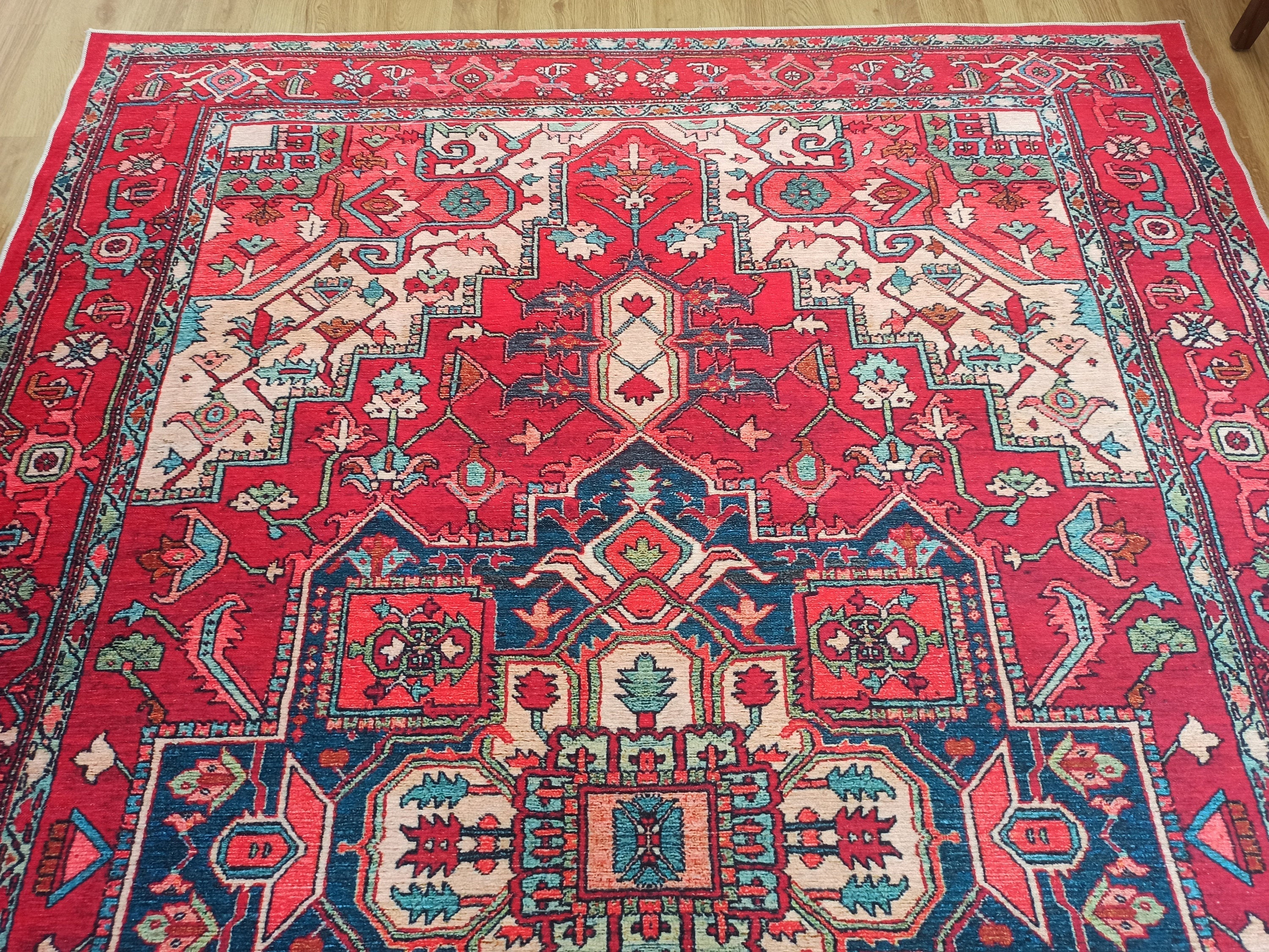 Alin Rug Red Vintage Geometric Faded Rug