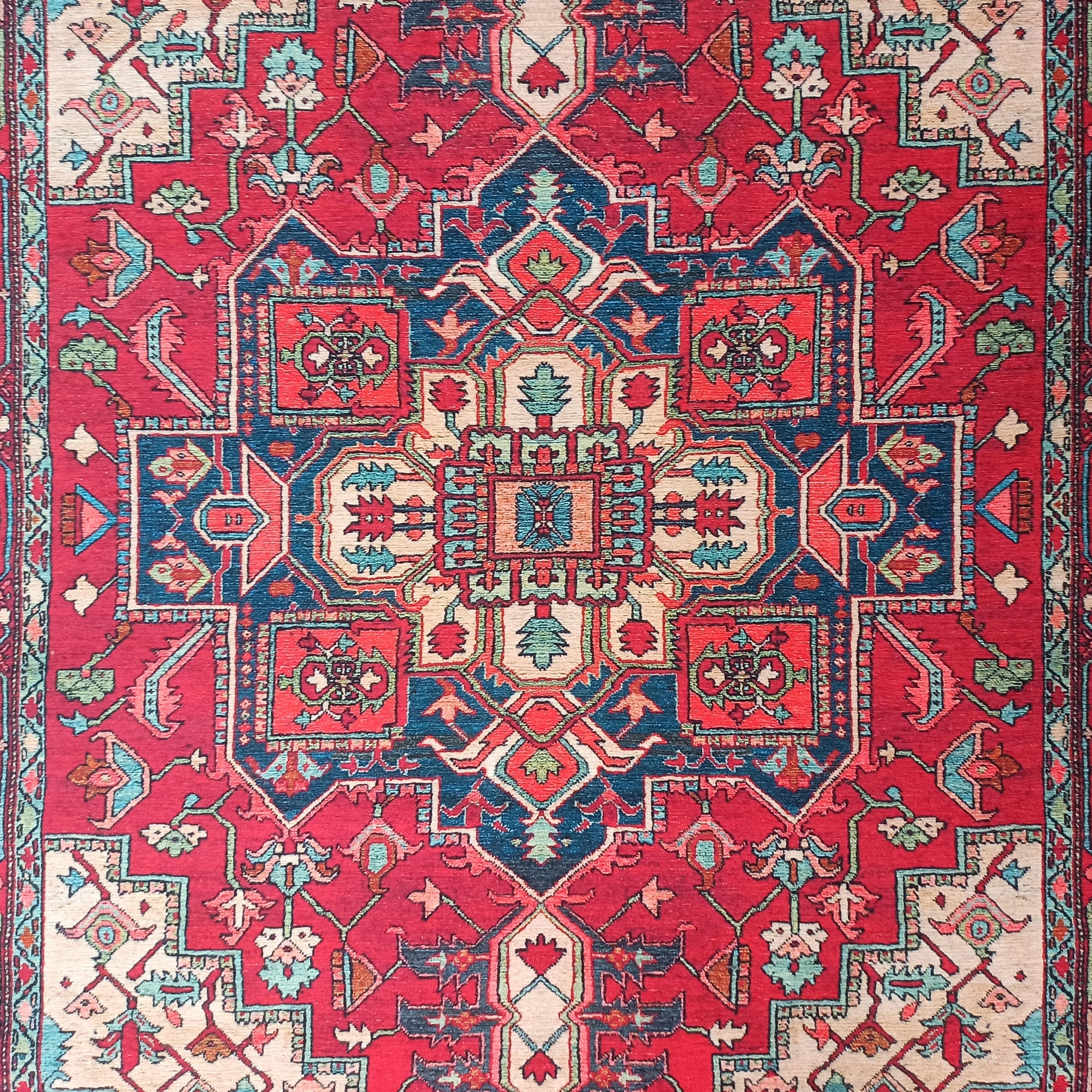 Alin Rug Red Vintage Geometric Faded Rug