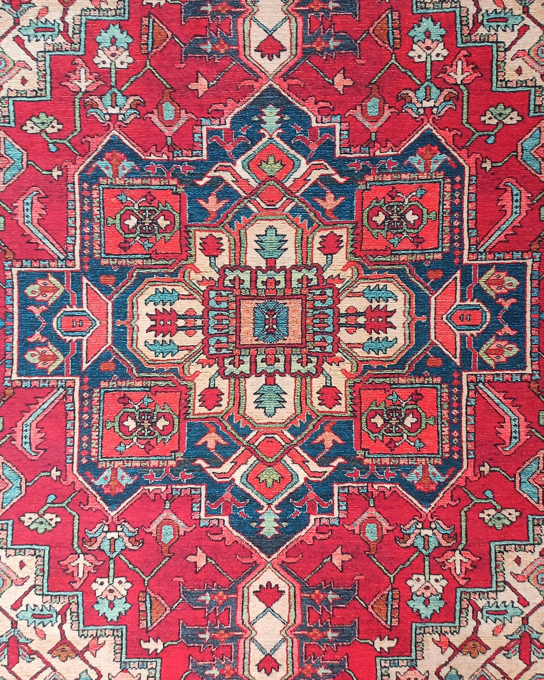 Alin Rug Red Vintage Geometric Faded Rug