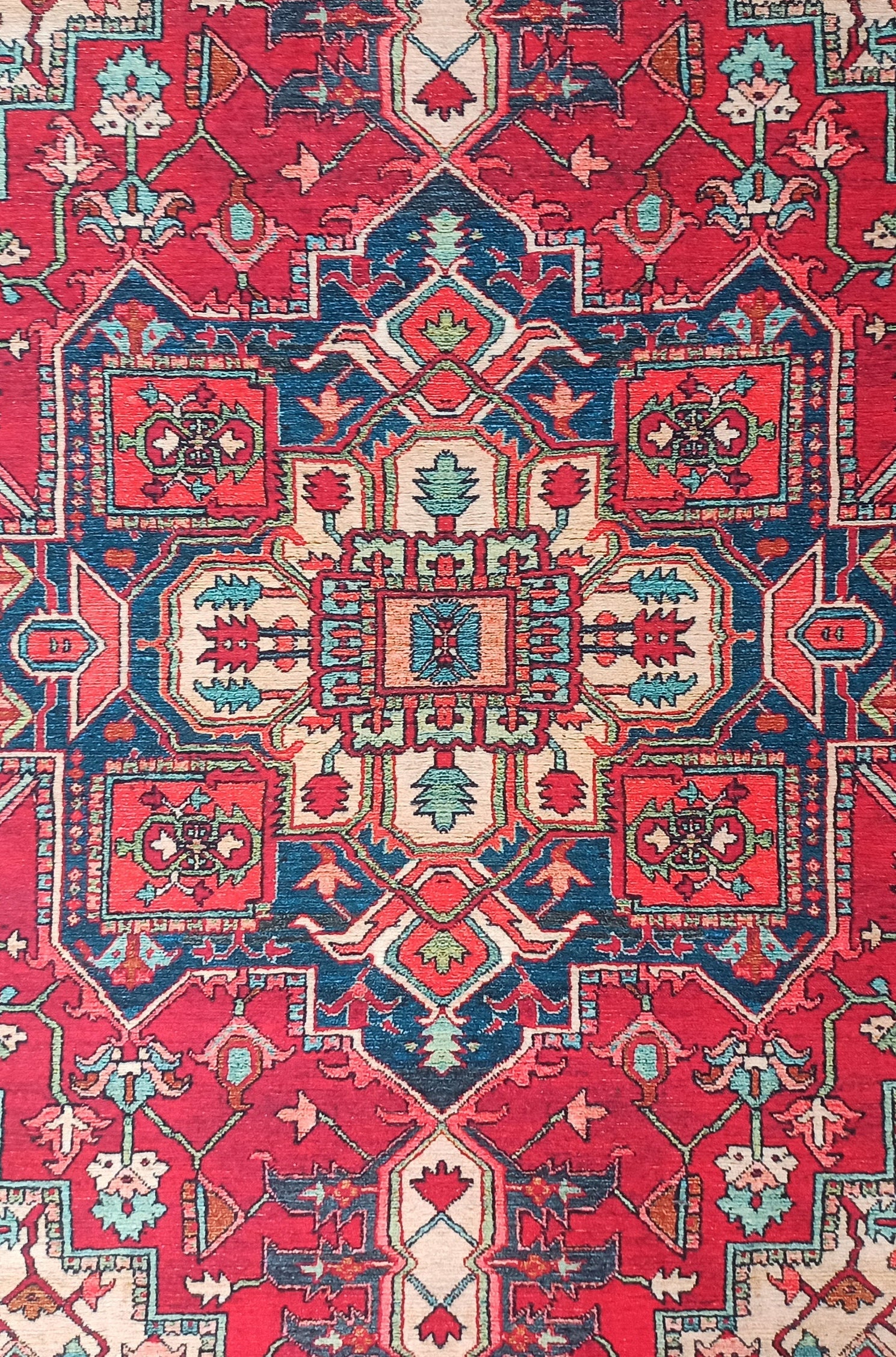 Alin Rug Red Vintage Geometric Faded Rug