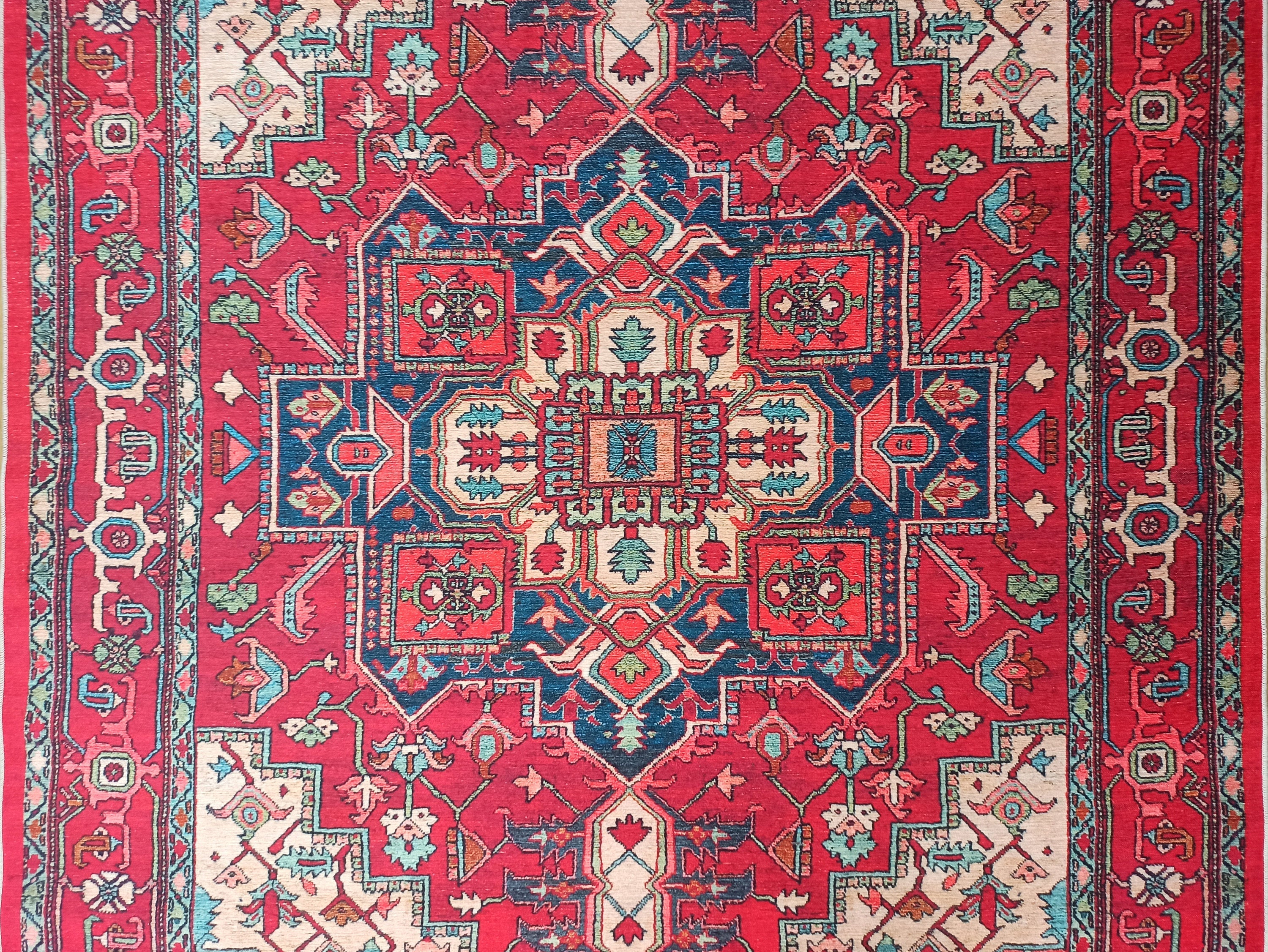 Alin Rug Red Vintage Geometric Faded Rug