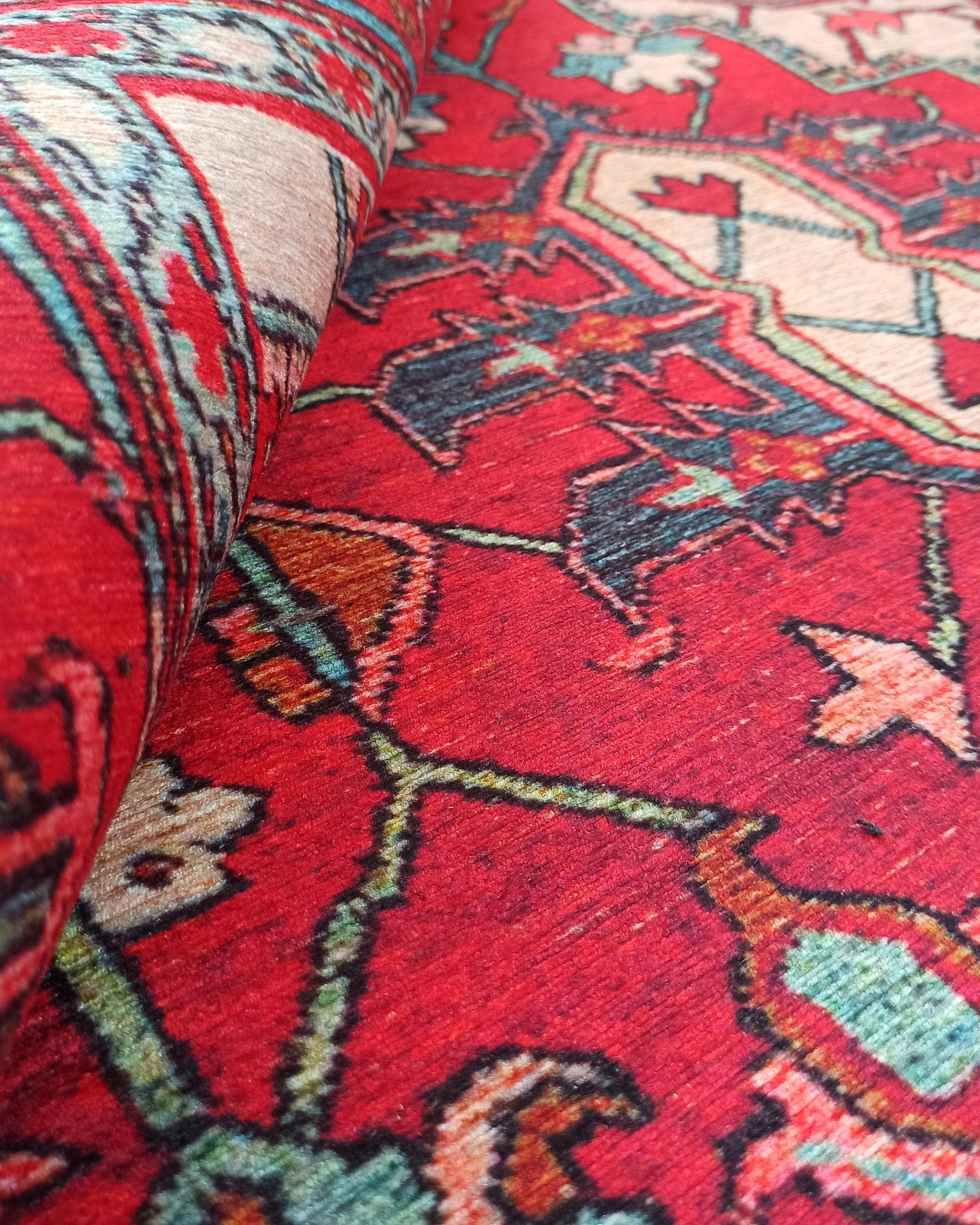 Alin Rug Red Vintage Geometric Faded Rug