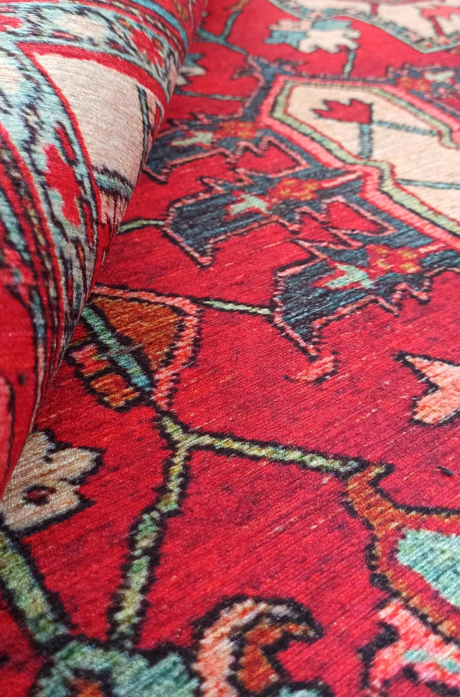 Alin Rug Red Vintage Geometric Faded Rug