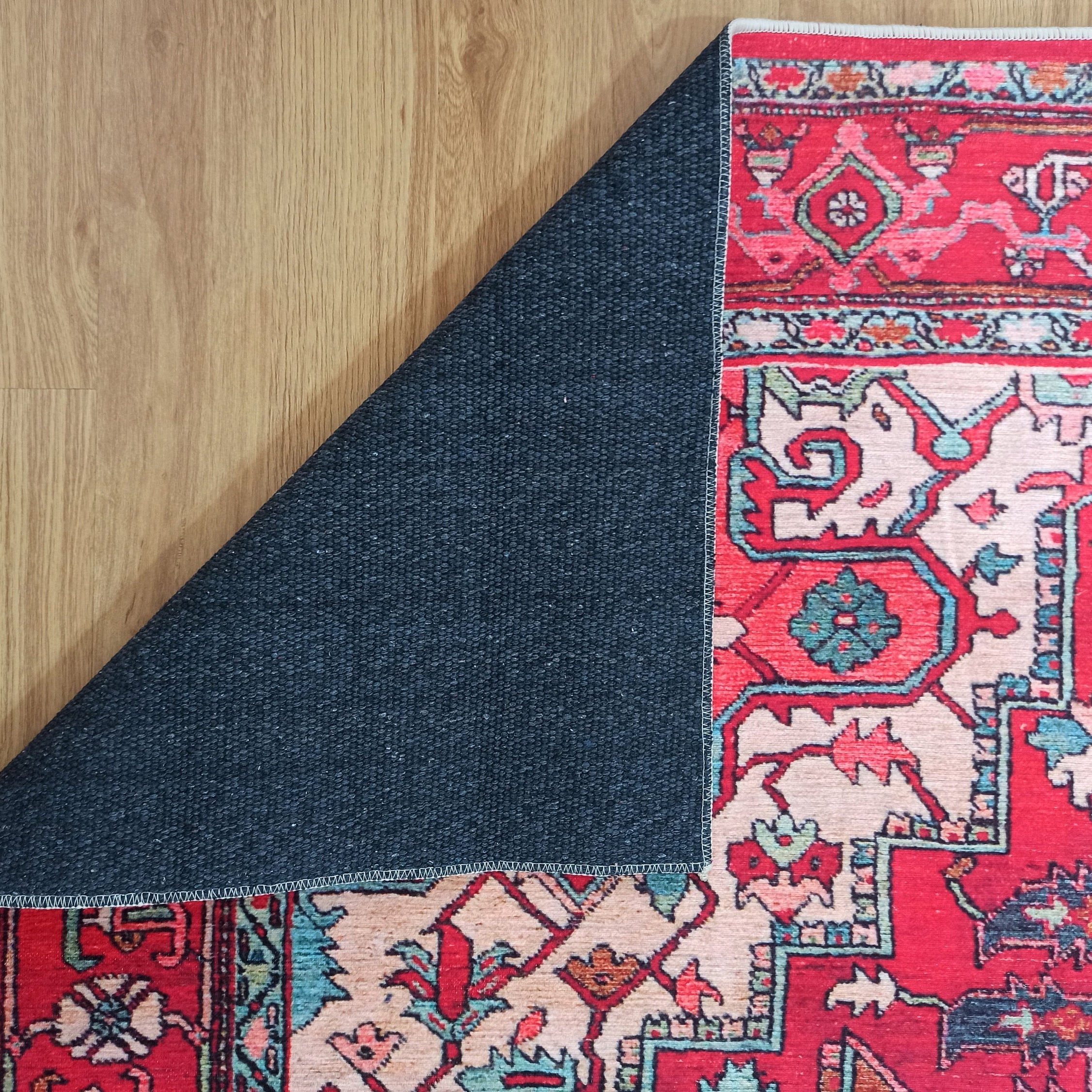 Alin Rug Red Vintage Geometric Faded Rug