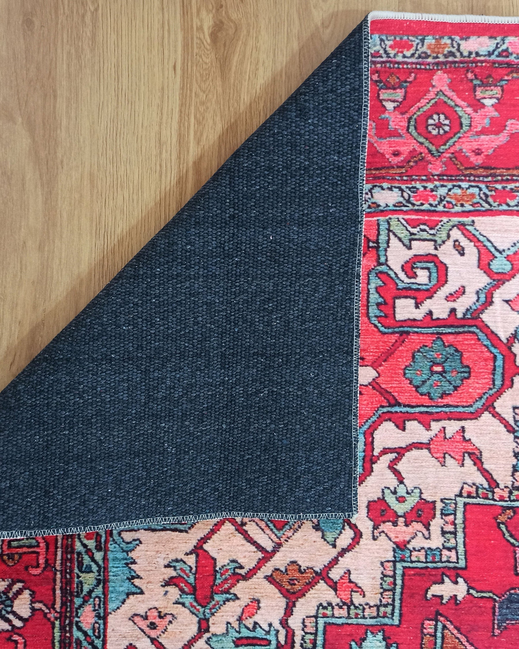 Alin Rug Red Vintage Geometric Faded Rug