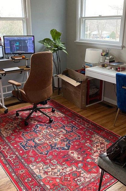 Alin Rug Red Vintage Geometric Faded Rug