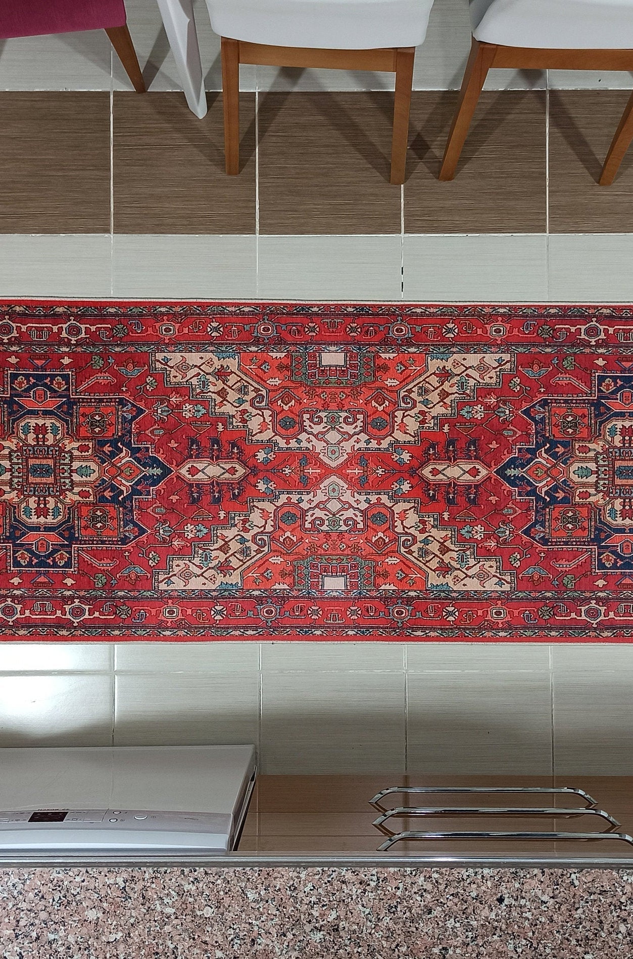 Alin Rug Red Vintage Geometric Faded Rug