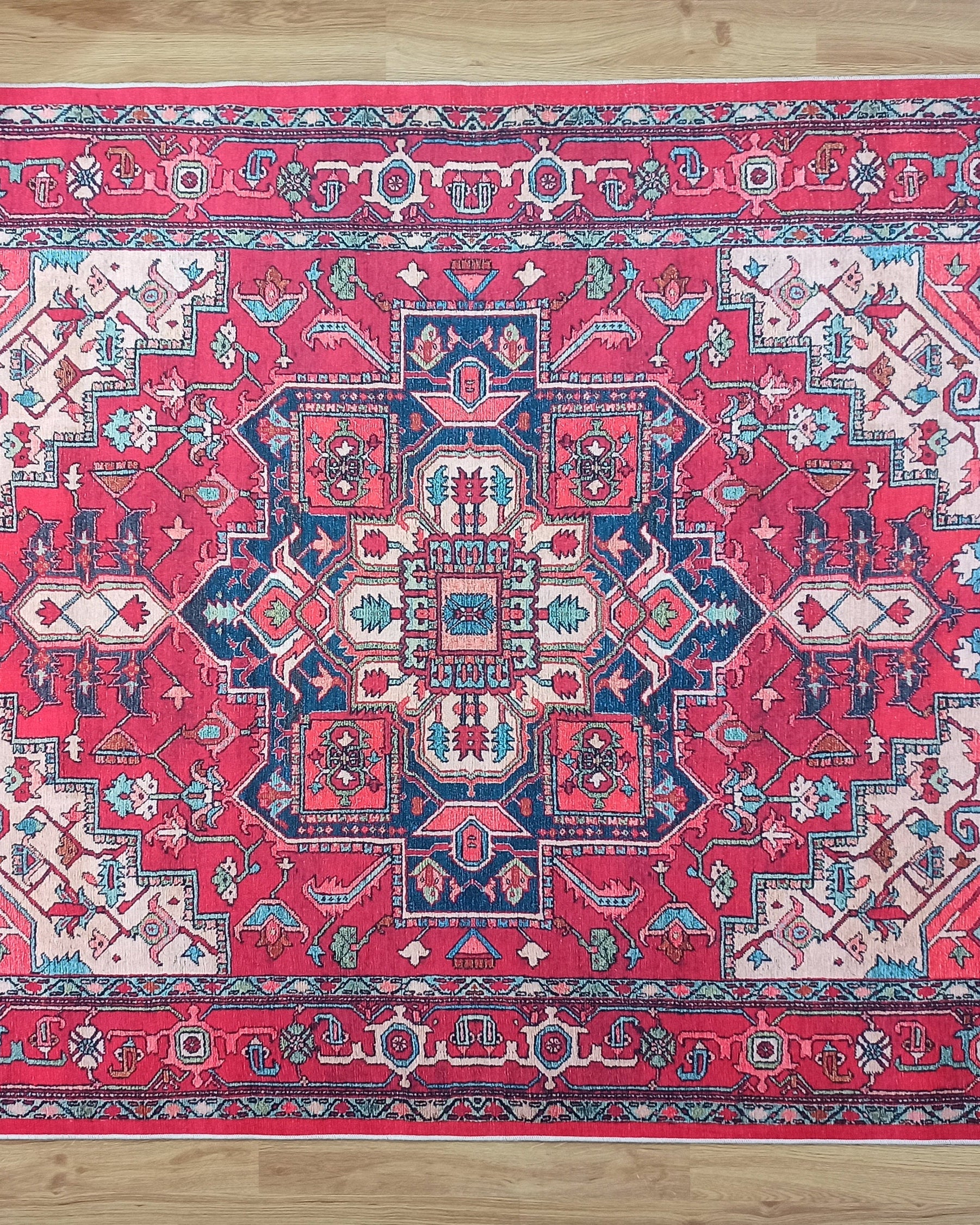Alin Rug Red Vintage Geometric Faded Rug