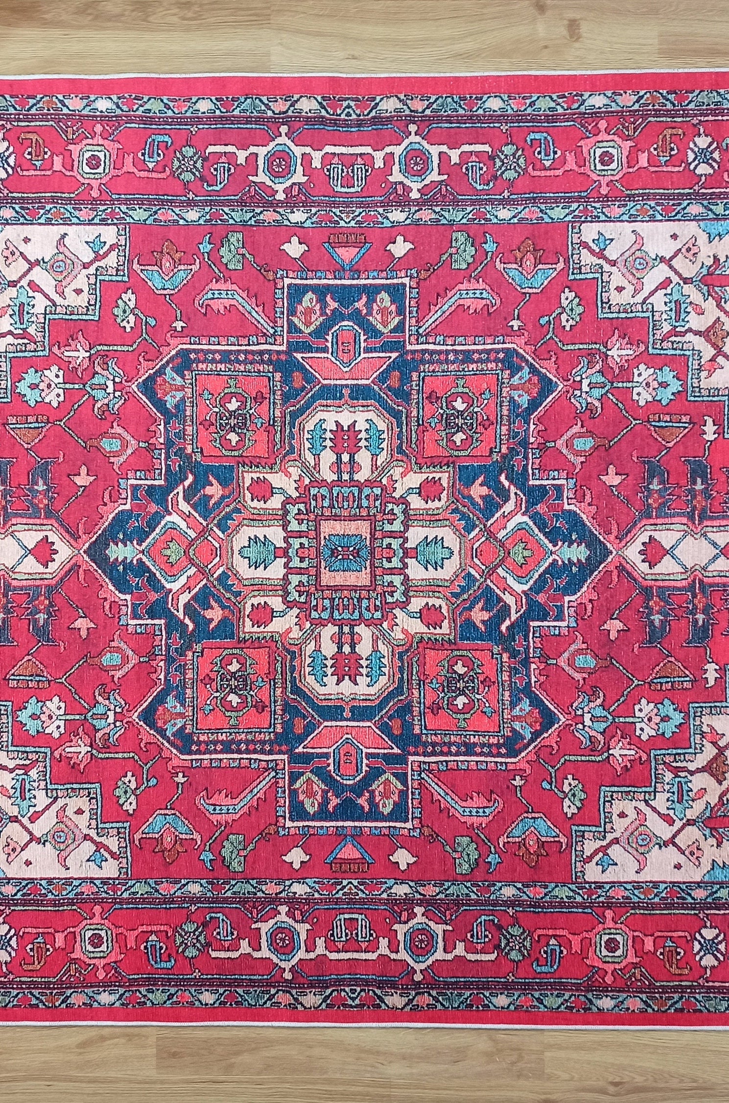 Alin Rug Red Vintage Geometric Faded Rug