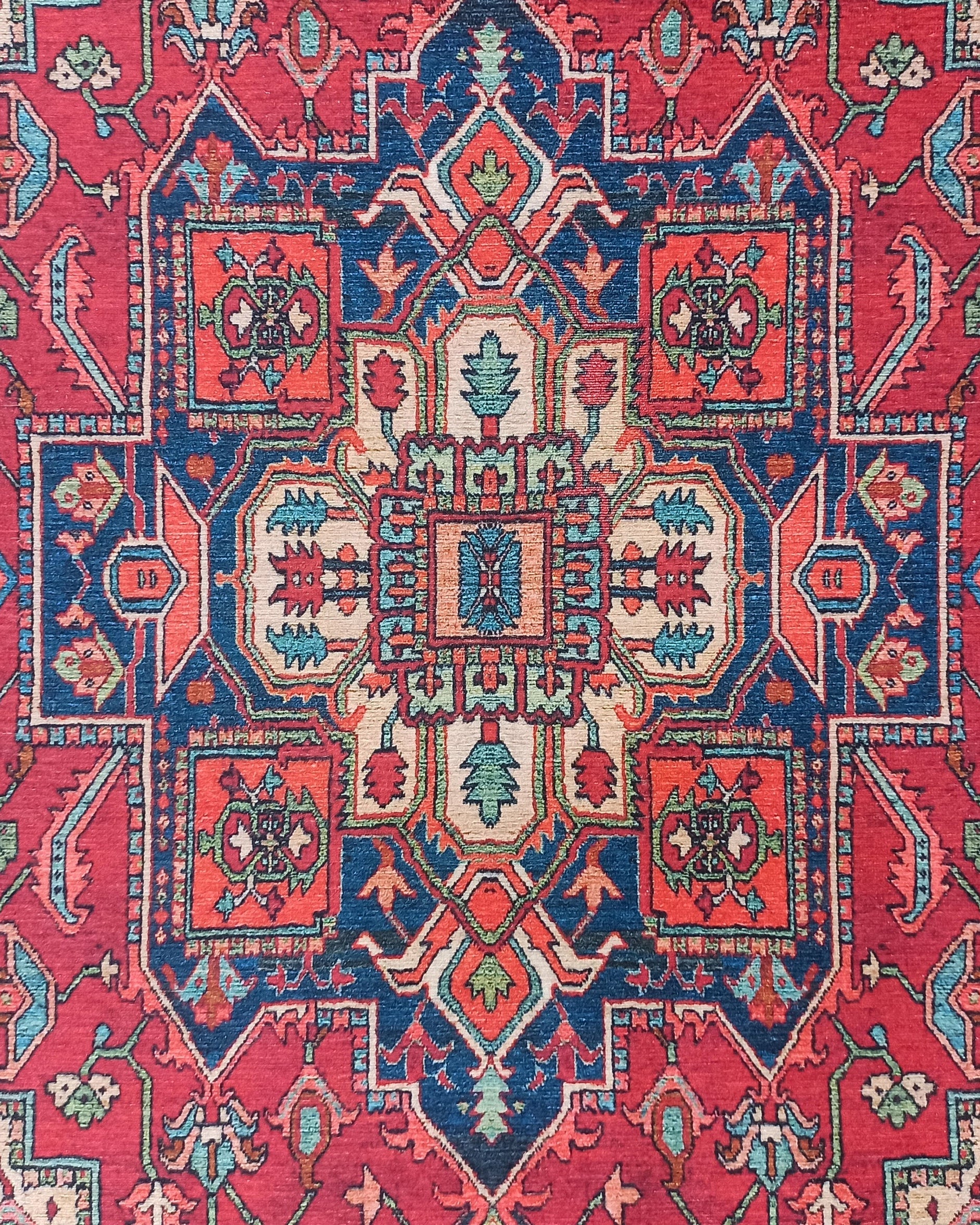 Alin Rug Red Vintage Geometric Faded Rug