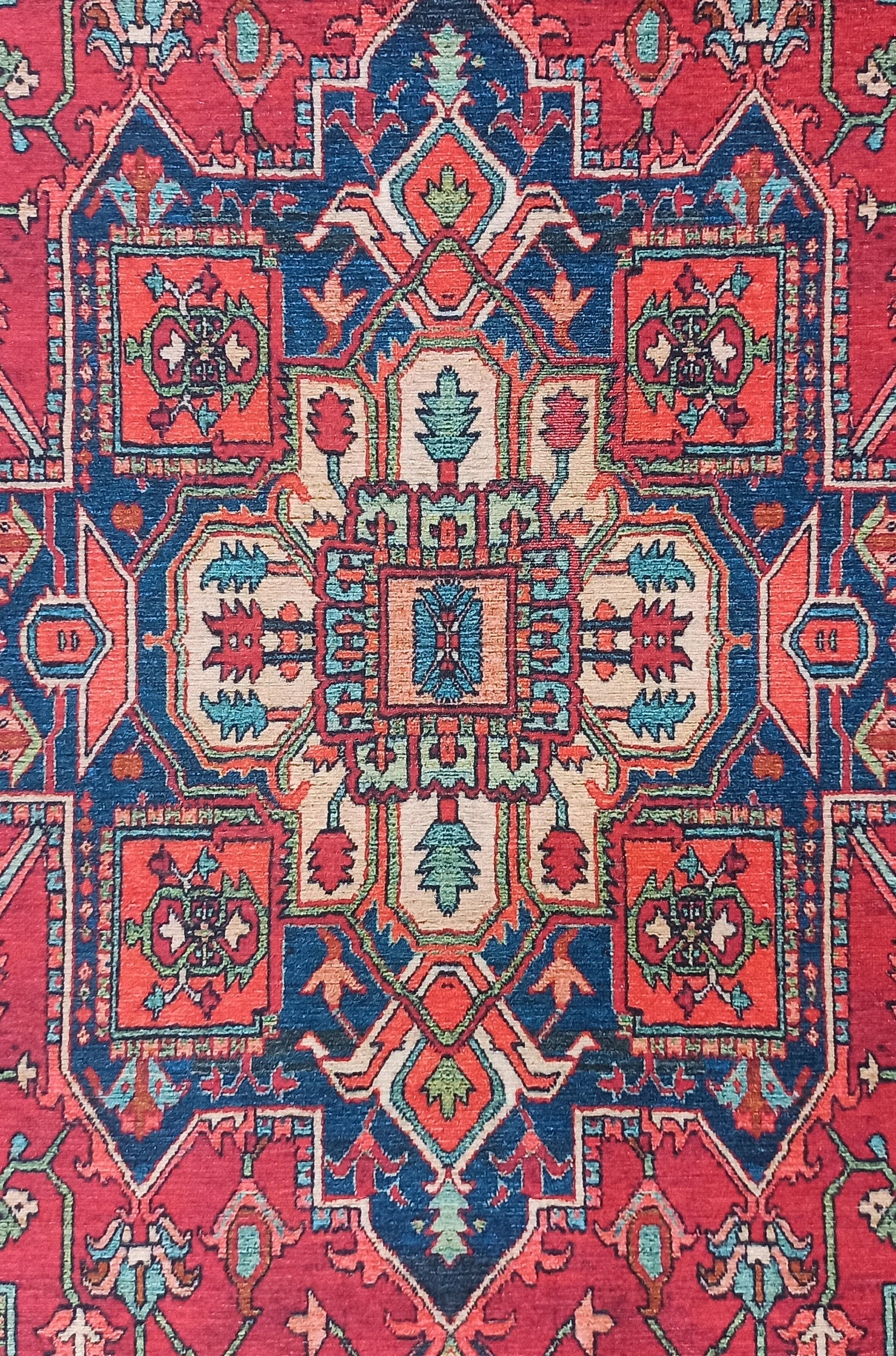 Alin Rug Red Vintage Geometric Faded Rug