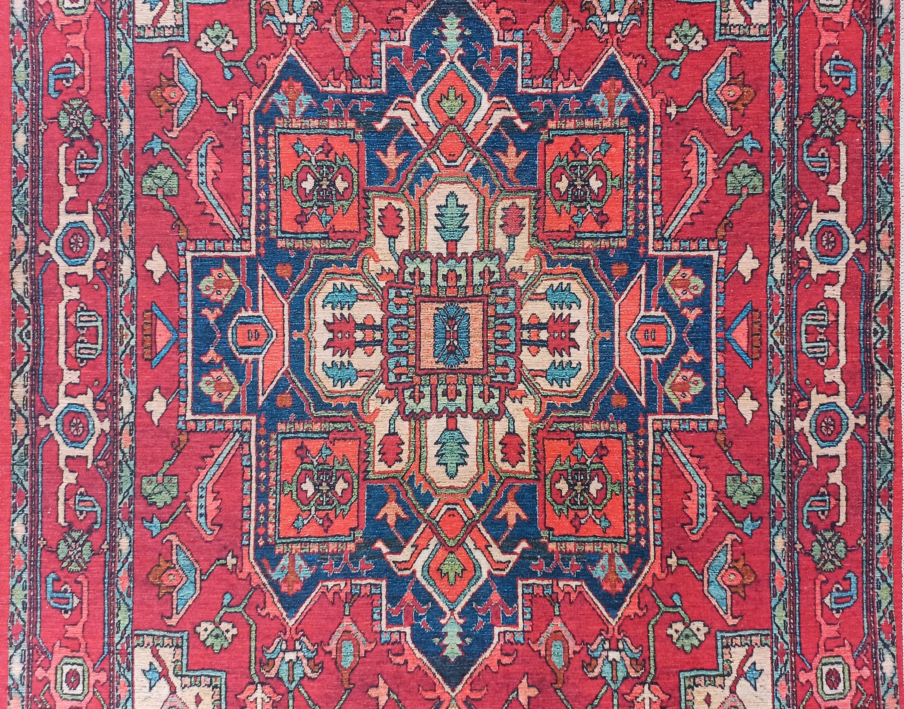 Alin Rug Red Vintage Geometric Faded Rug