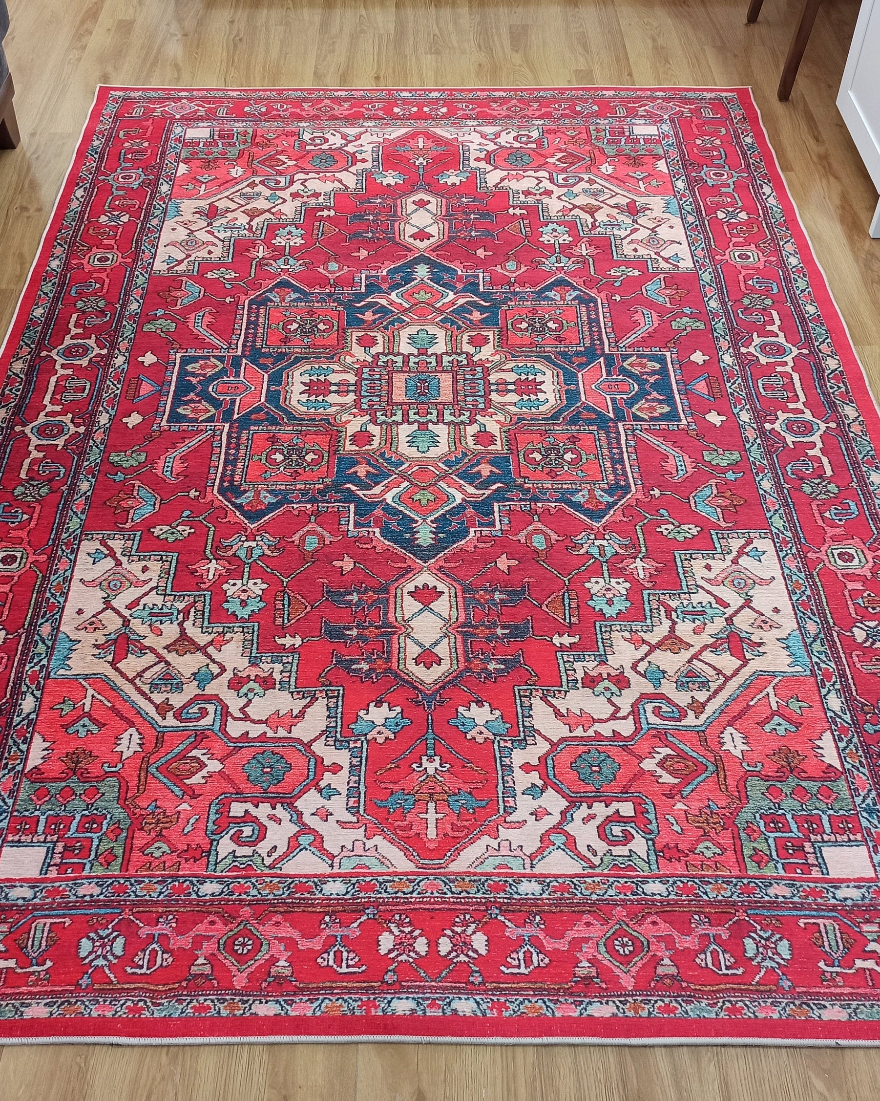 Alin Rug Red Vintage Geometric Faded Rug