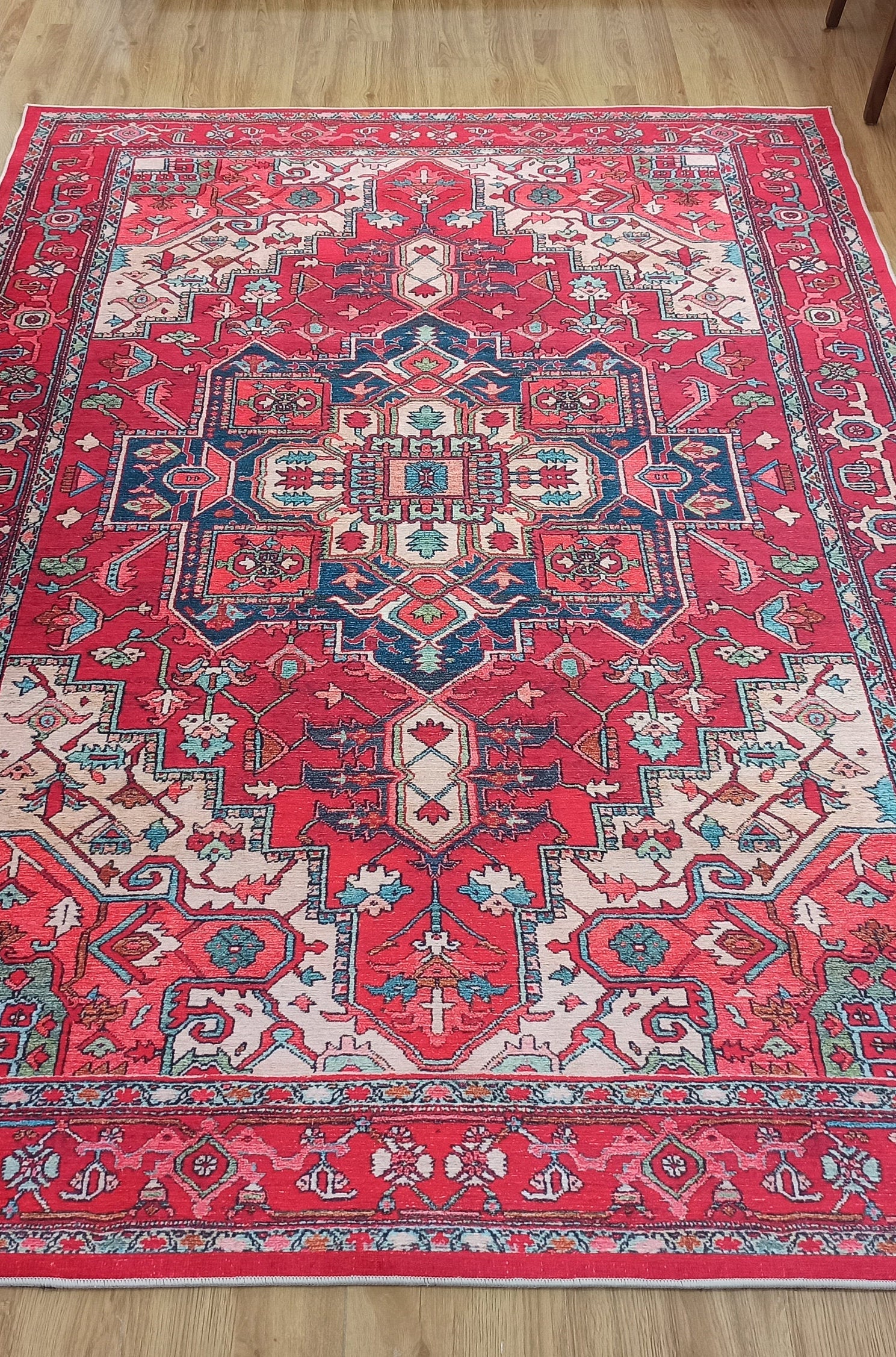 Alin Rug Red Vintage Geometric Faded Rug