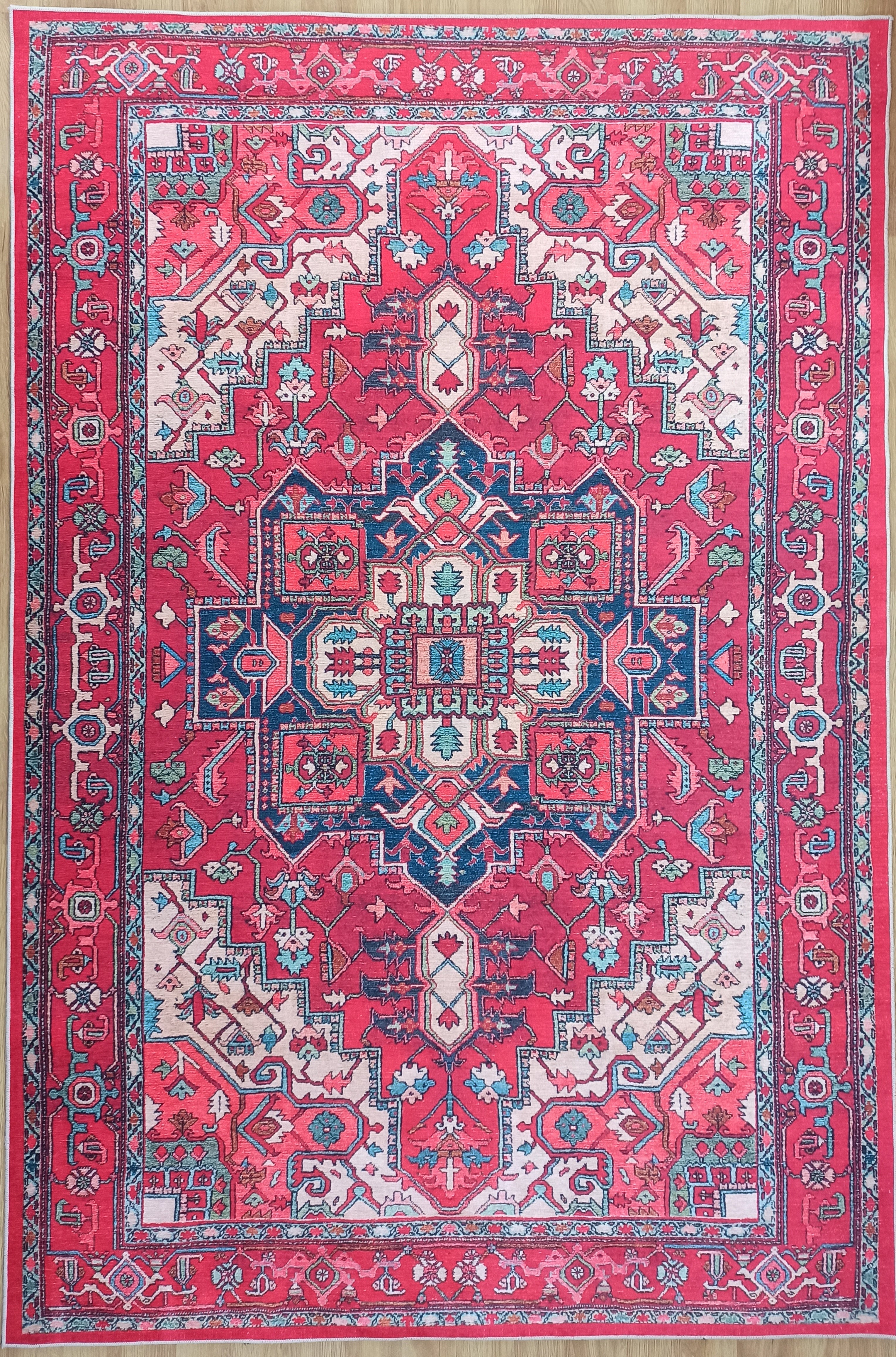 Alin Rug Red Vintage Geometric Faded Rug