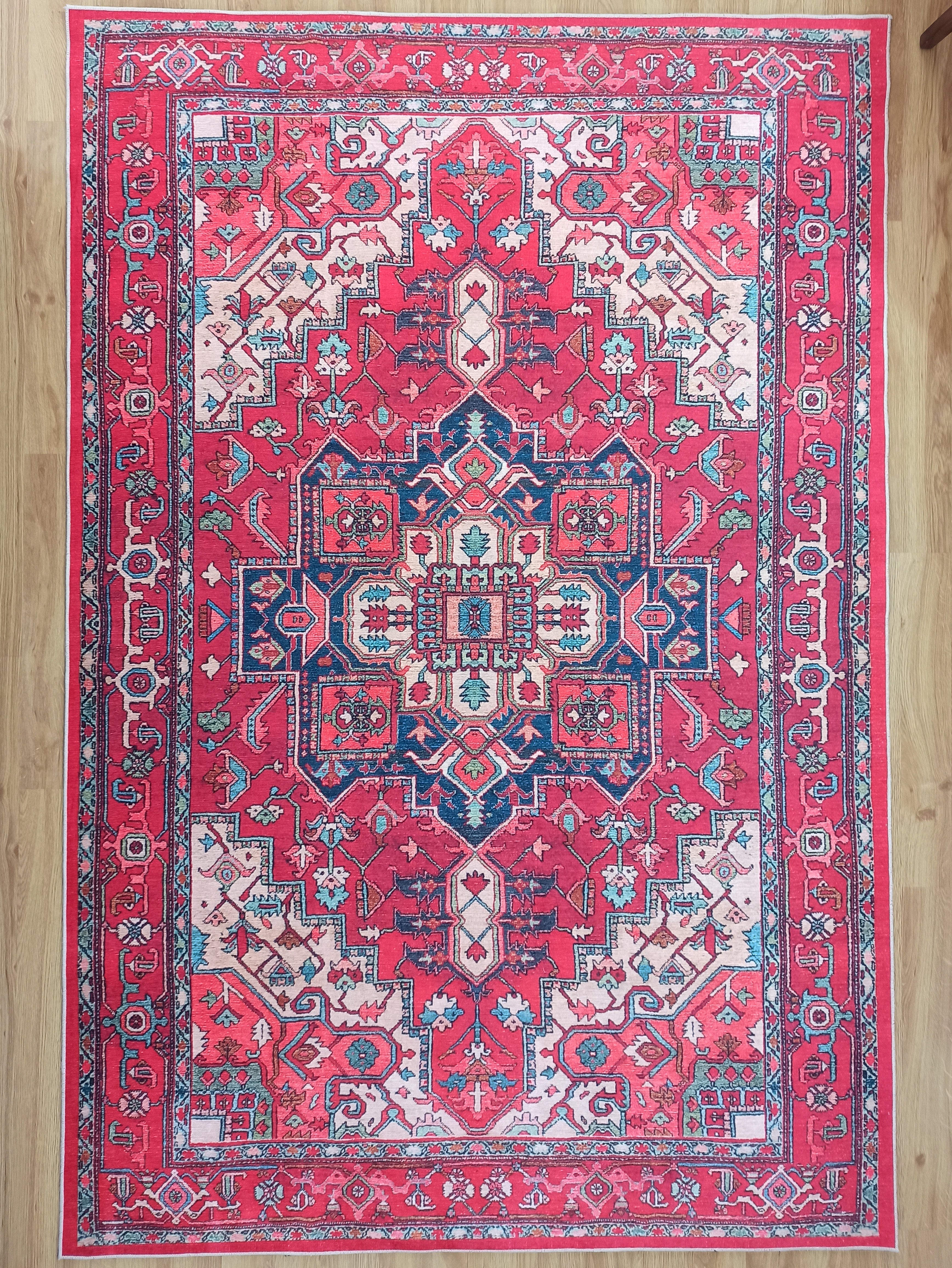 Alin Rug Red Vintage Geometric Faded Rug
