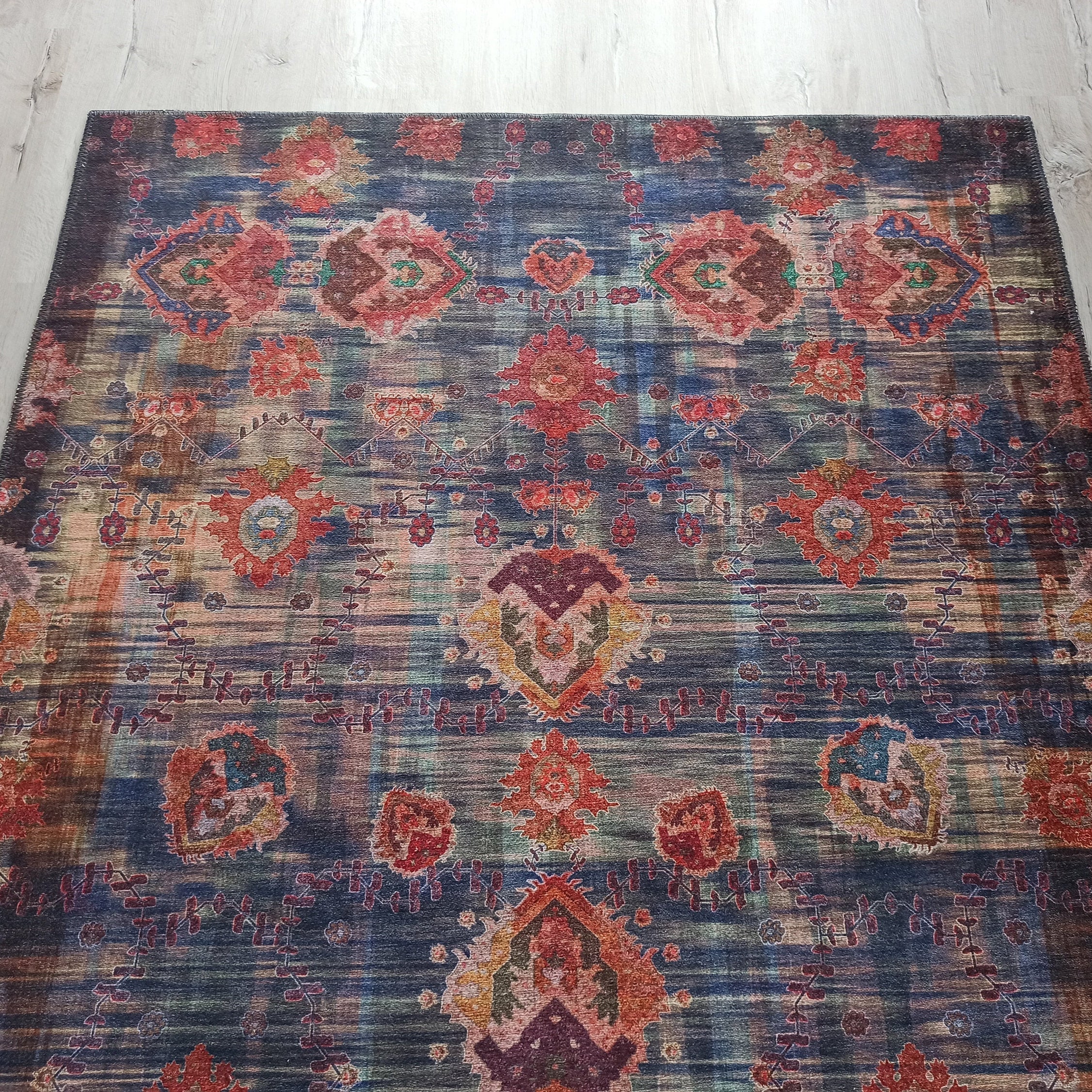 Abru Vintage Persian Floral Navy Blue Rug