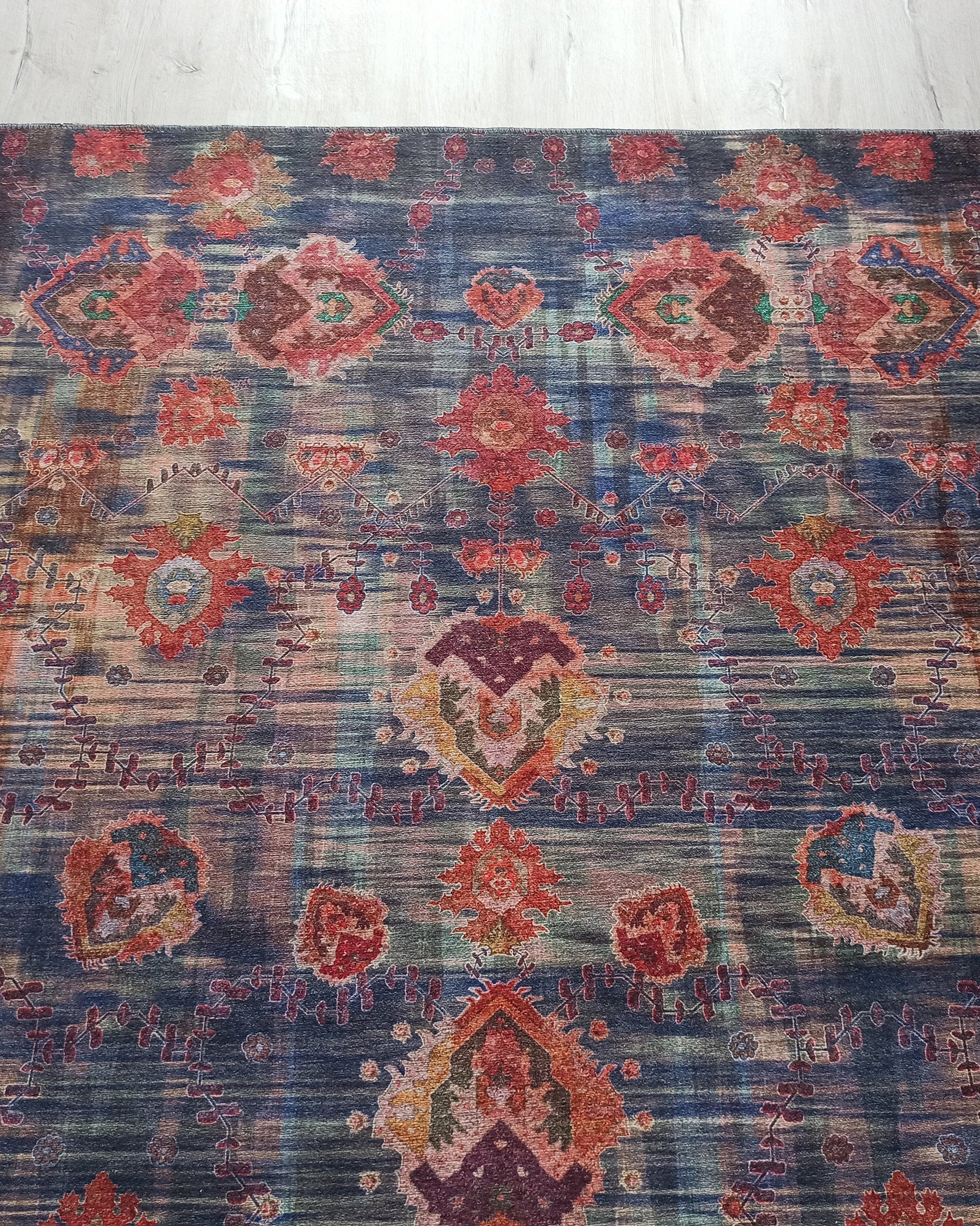 Abru Vintage Persian Floral Navy Blue Rug