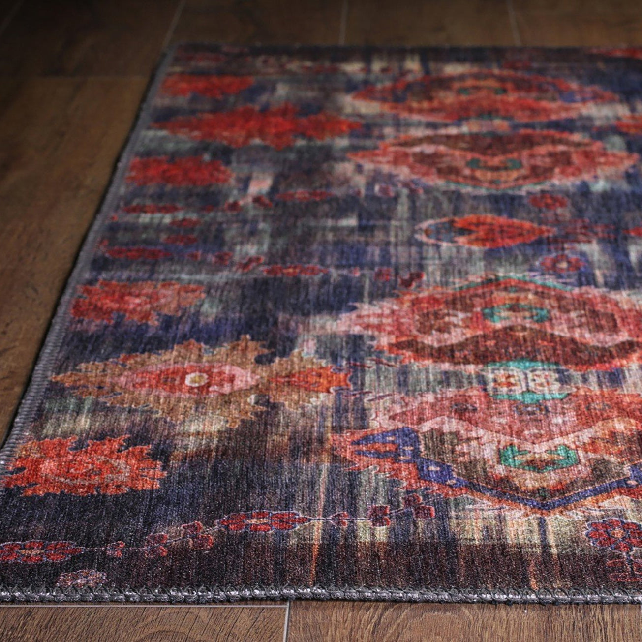 Abru Vintage Persian Floral Navy Blue Rug