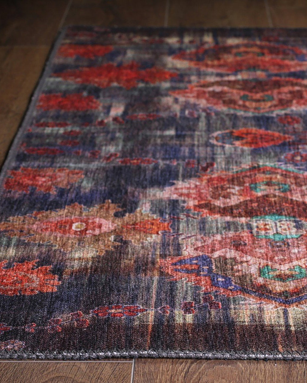 Abru Vintage Persian Floral Navy Blue Rug