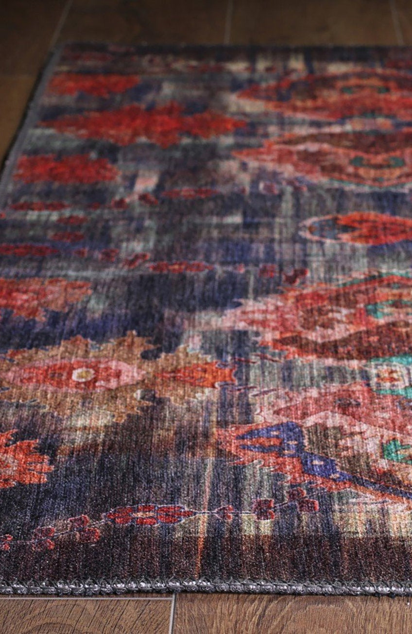 Abru Vintage Persian Floral Navy Blue Rug