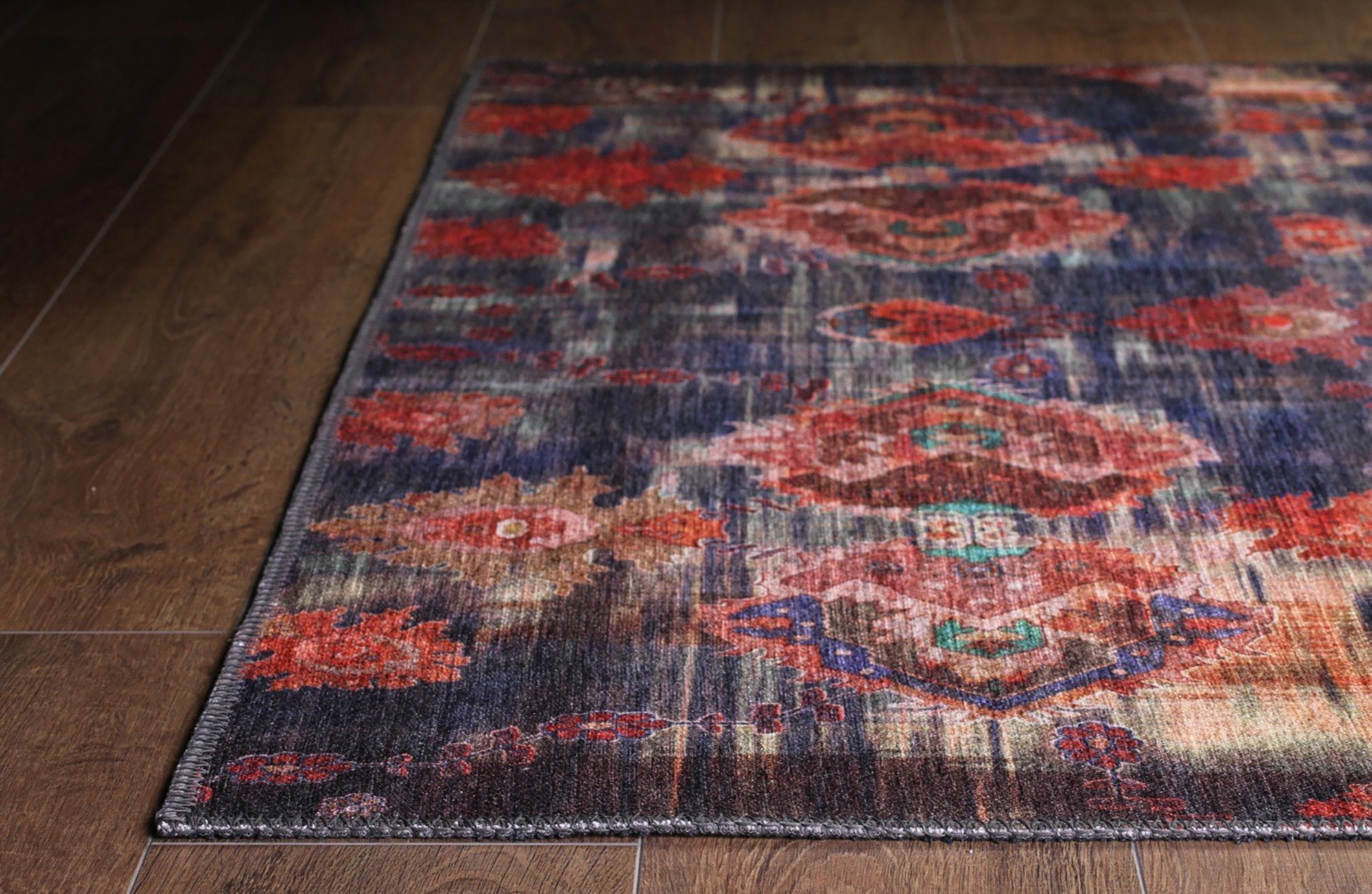 Abru Vintage Persian Floral Navy Blue Rug