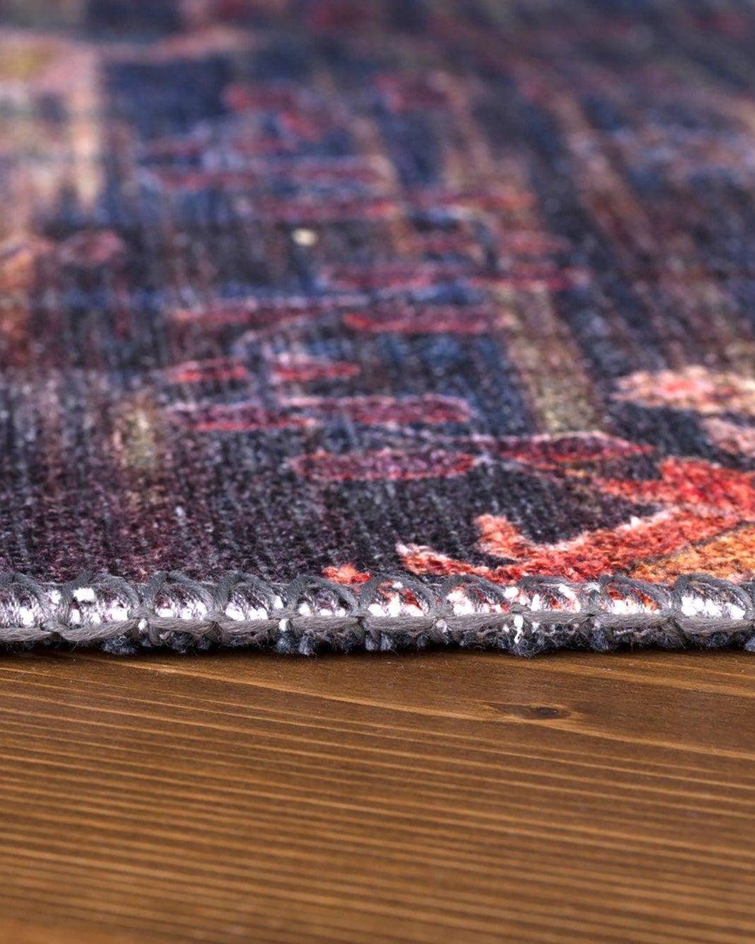 Abru Vintage Persian Floral Navy Blue Rug